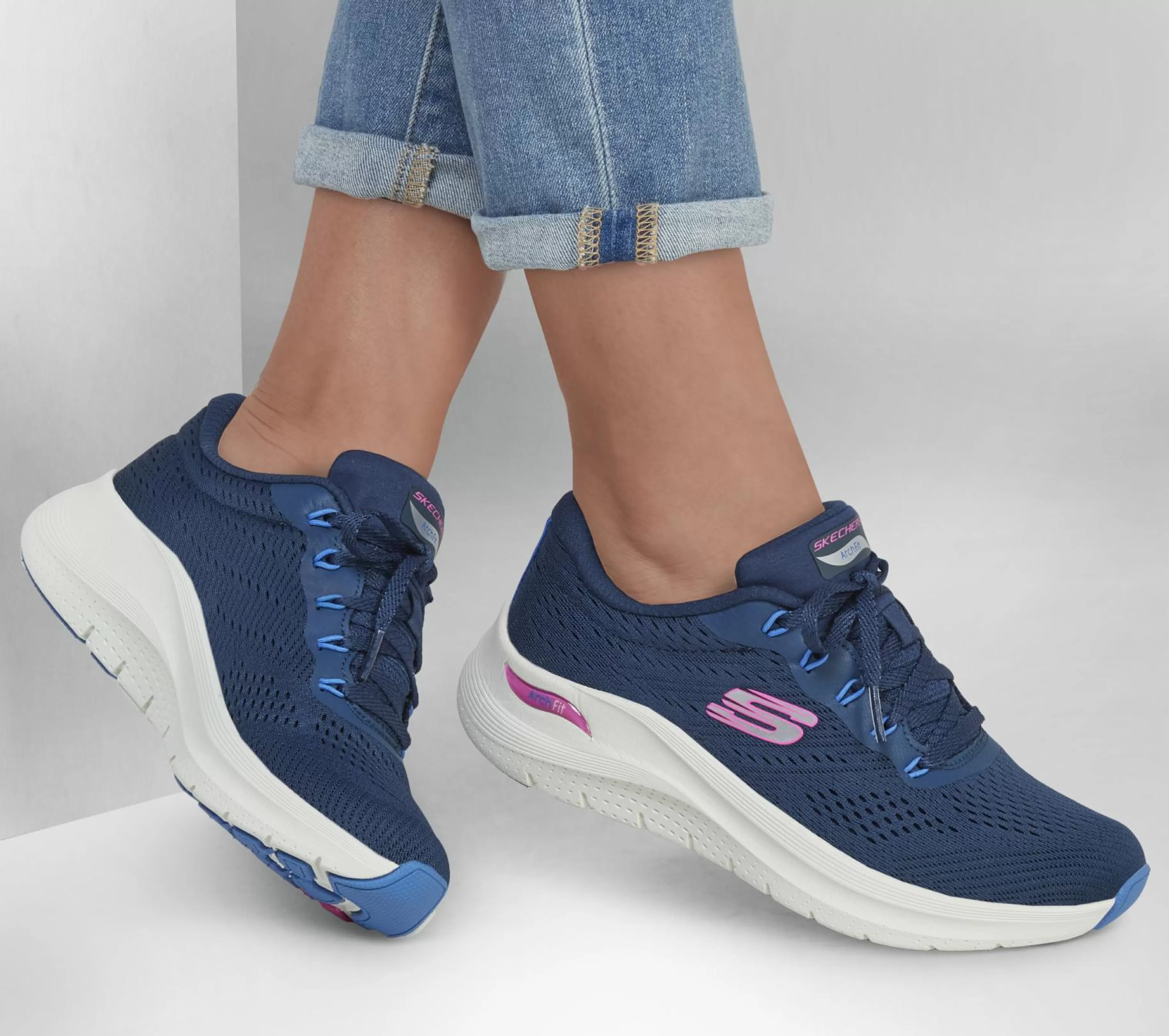 Com Atacadores | Sapatilhas Casuais | SKECHERS Arch Fit 2.0 - Big League NAVY / MULTICOR