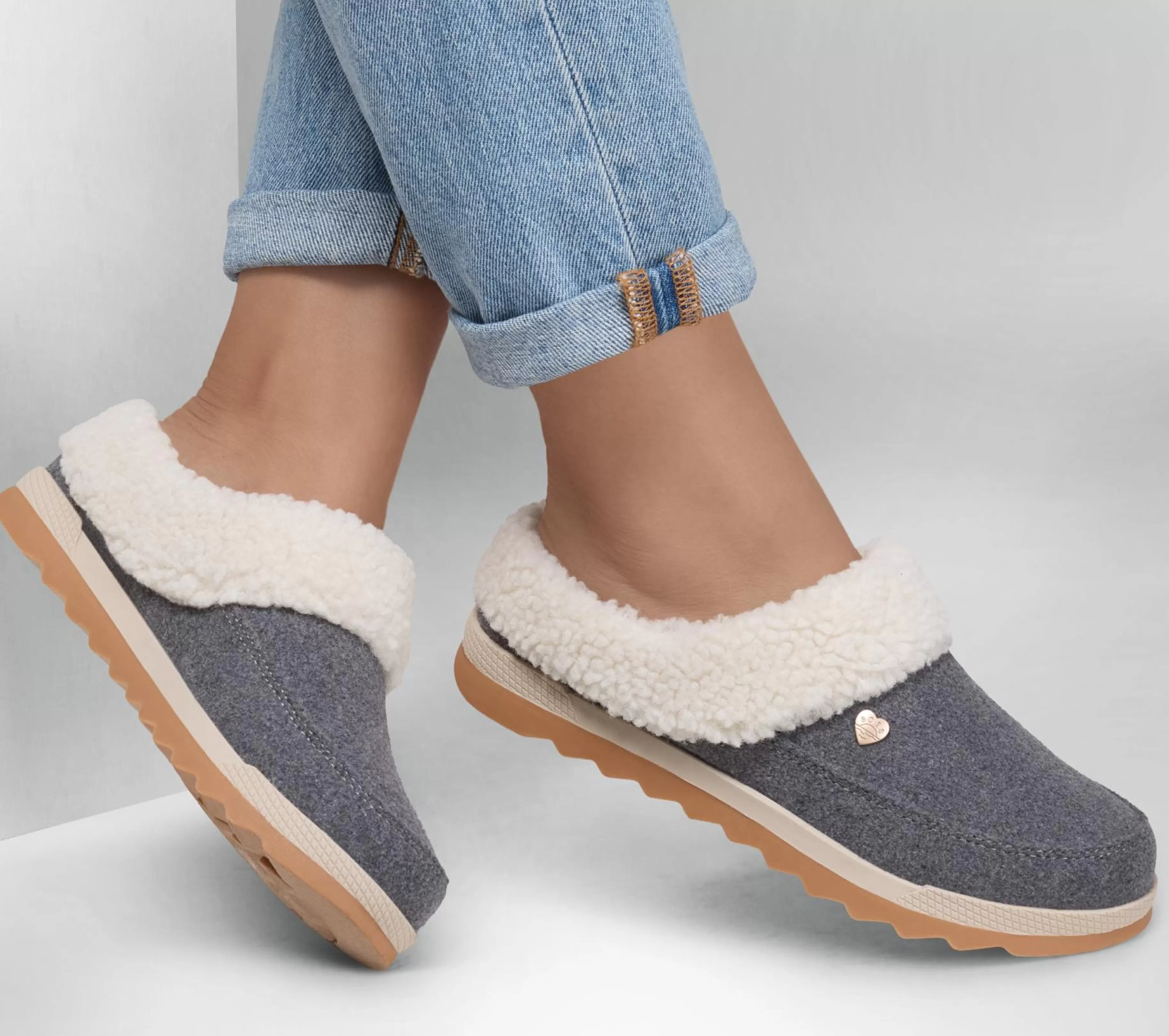 Calçado Sem Atacadores | Slippers | SKECHERS BOBS Cozy Chill - Light Downtime CINZENTO