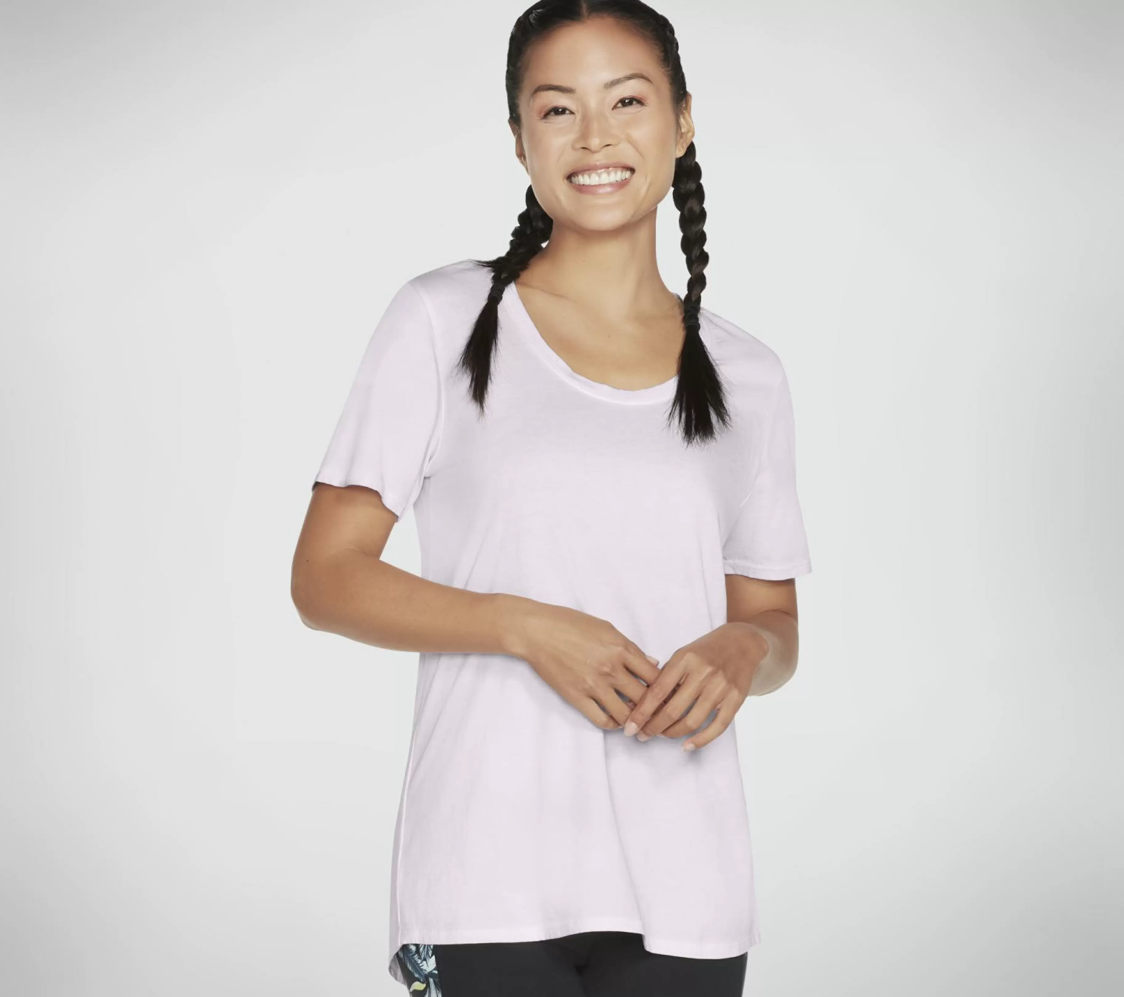 Partes De Cima | Partes De Cima | SKECHERS Diamond Wash Hatha Scoop Neck Tunic Tee ROXO / LAVANDA