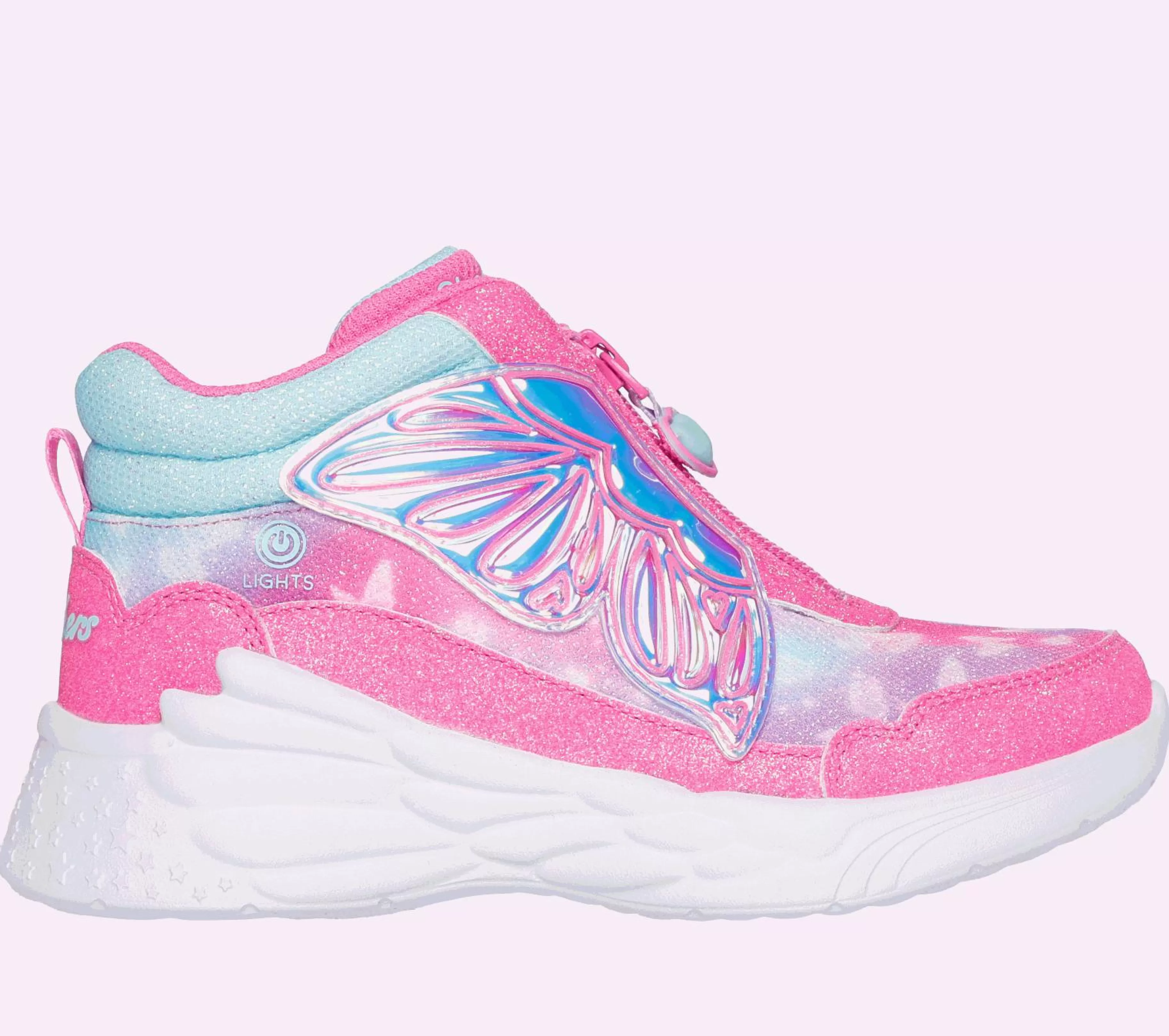 Calçado Sem Atacadores | Luzes | SKECHERS Dream Racer - Butterfly Express ROSA / TURQUESA