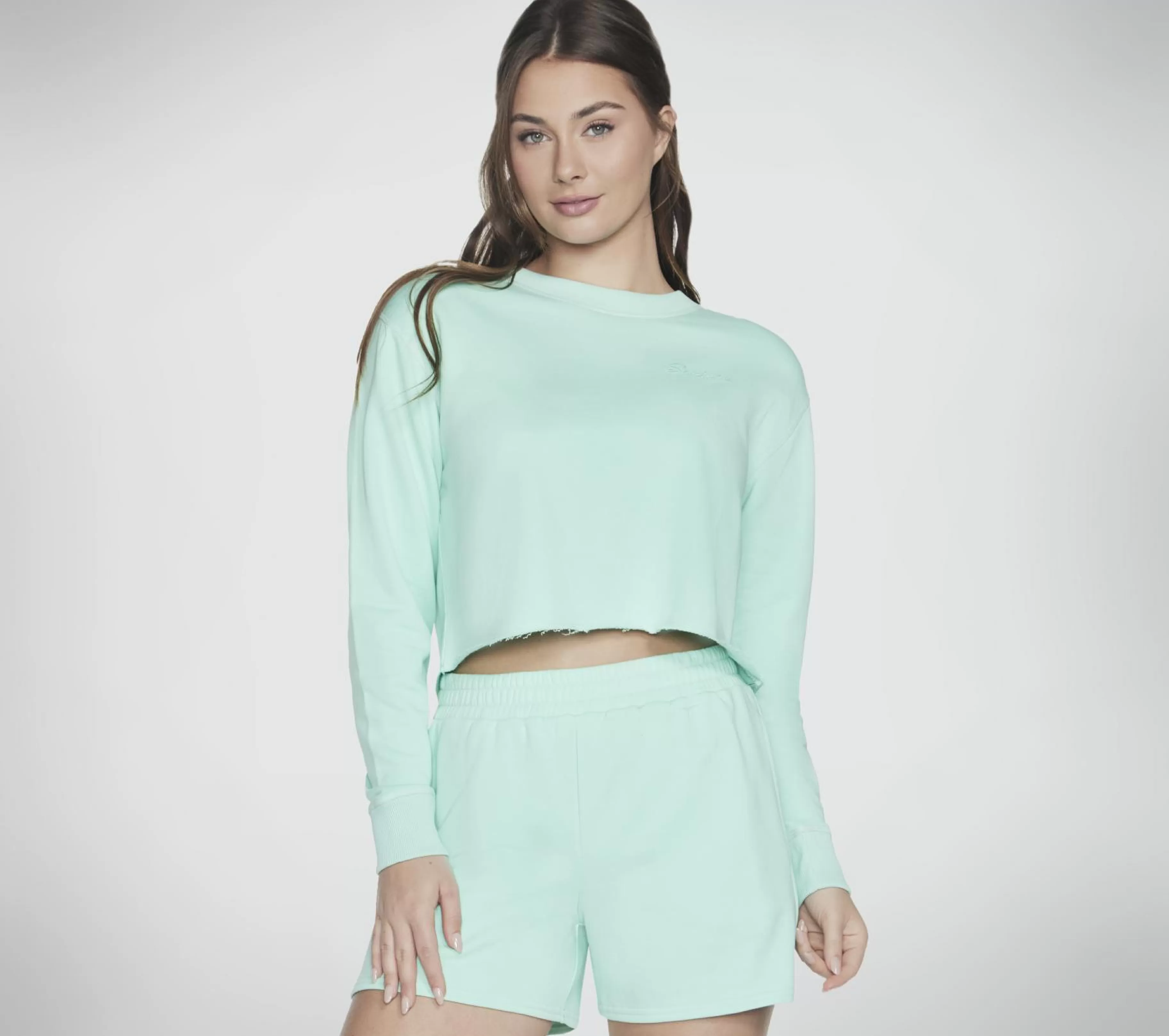 Partes De Cima | Partes De Cima | SKECHERS Essential Crop Crewneck MENTA / MULTICOR