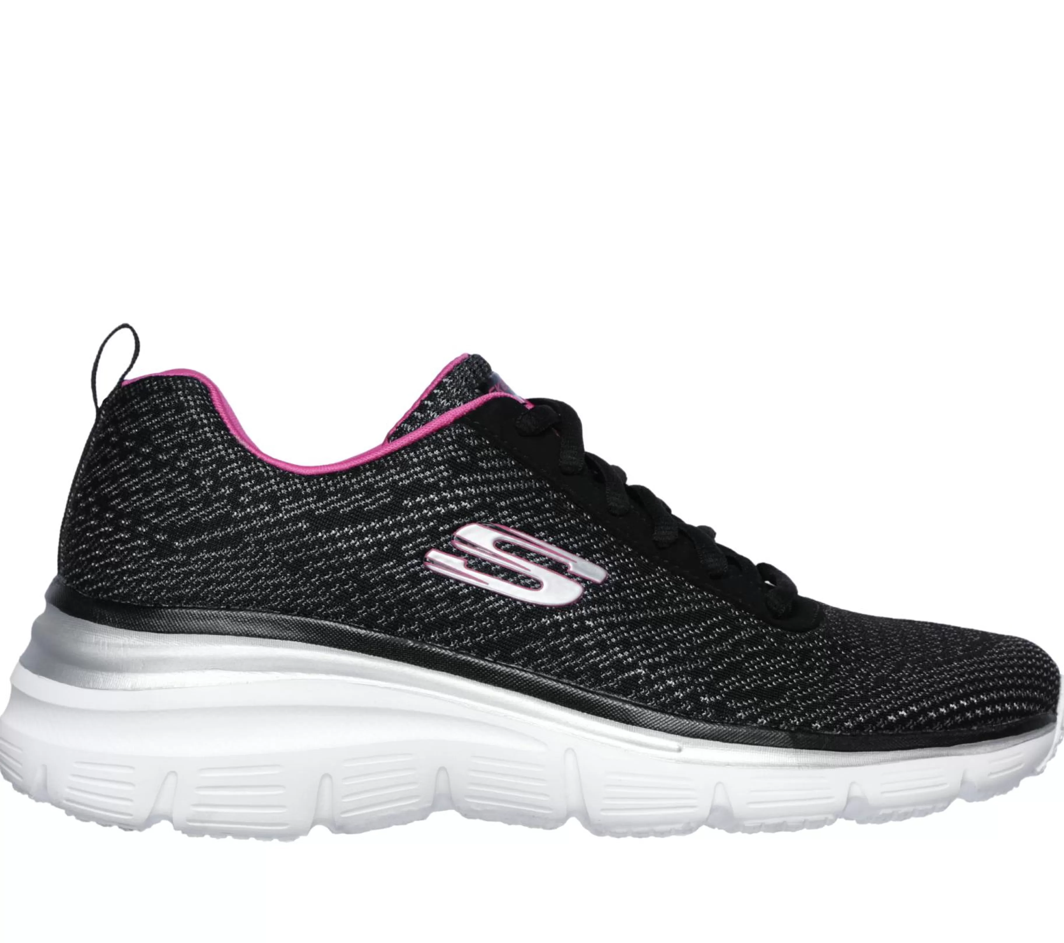 Com Atacadores | Sapatilhas | SKECHERS Fashion Fit - Bold Boundaries PRETO / ROSA CHOQUE