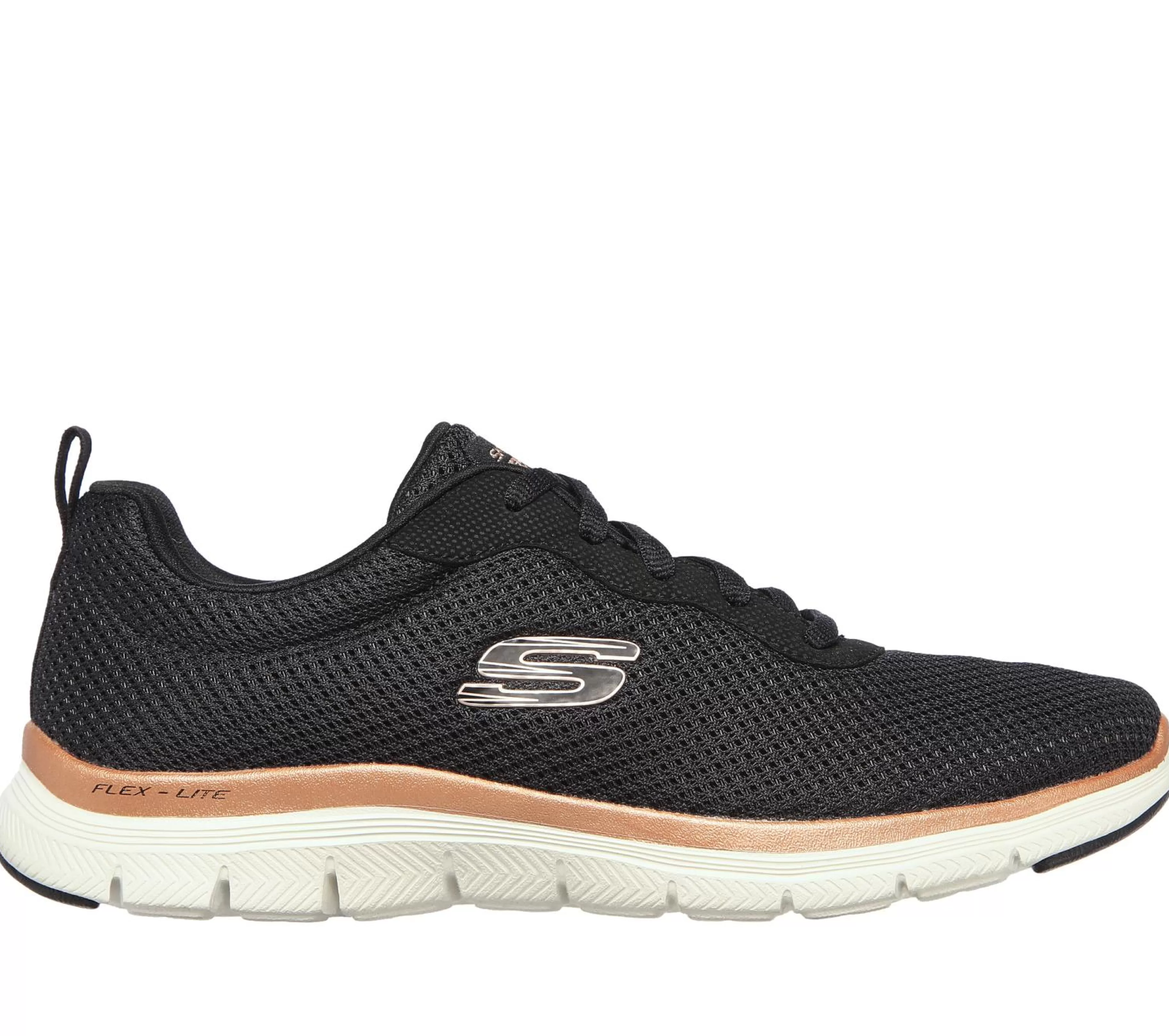 Com Atacadores | Sapatilhas | SKECHERS Flex Appeal 4.0 - Brilliant View PRETO / DOURADO ROSA