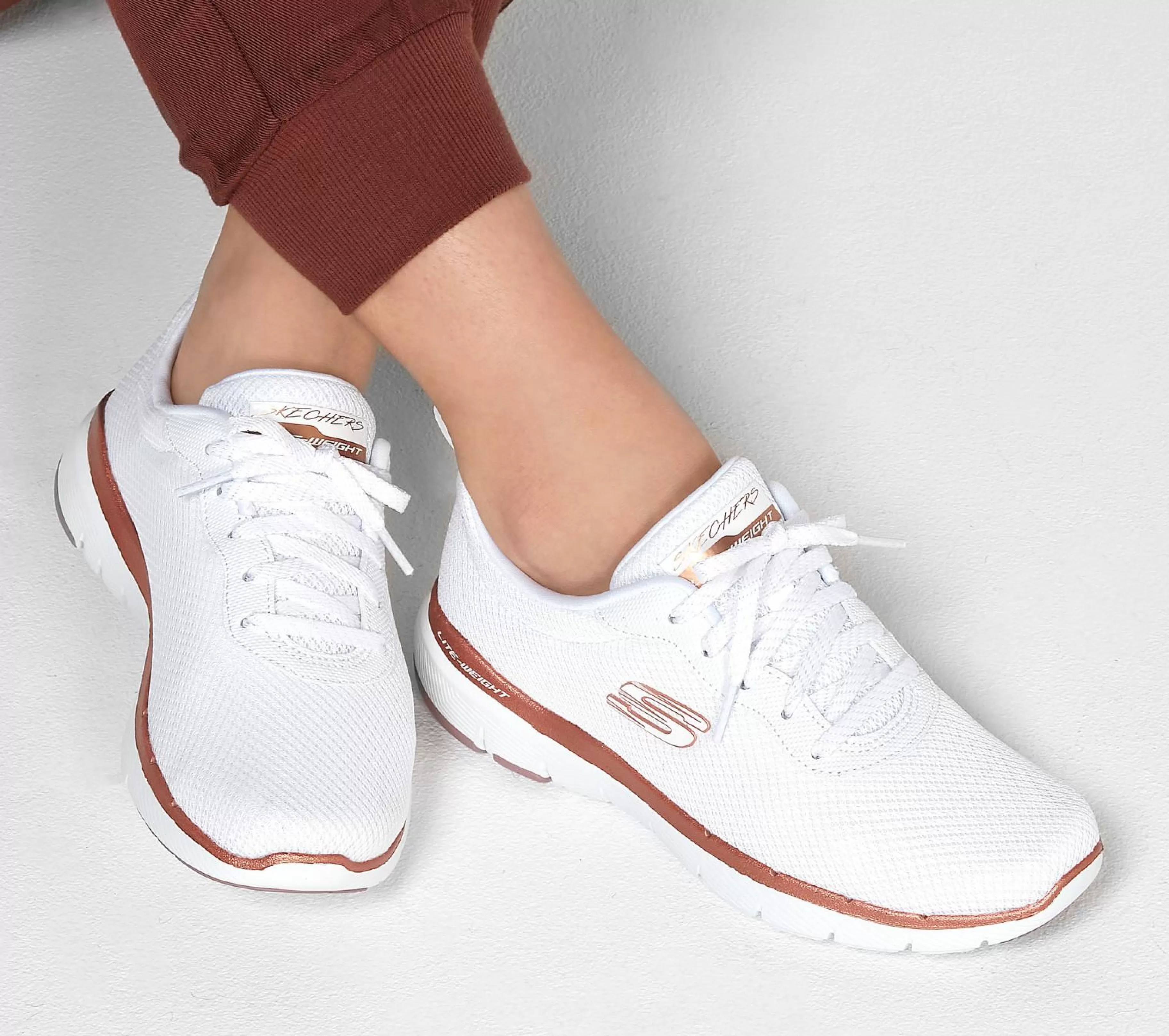 Com Atacadores | Sapatilhas | SKECHERS Flex Appeal 3.0 - First Insight BRANCO /ROSA GOLD