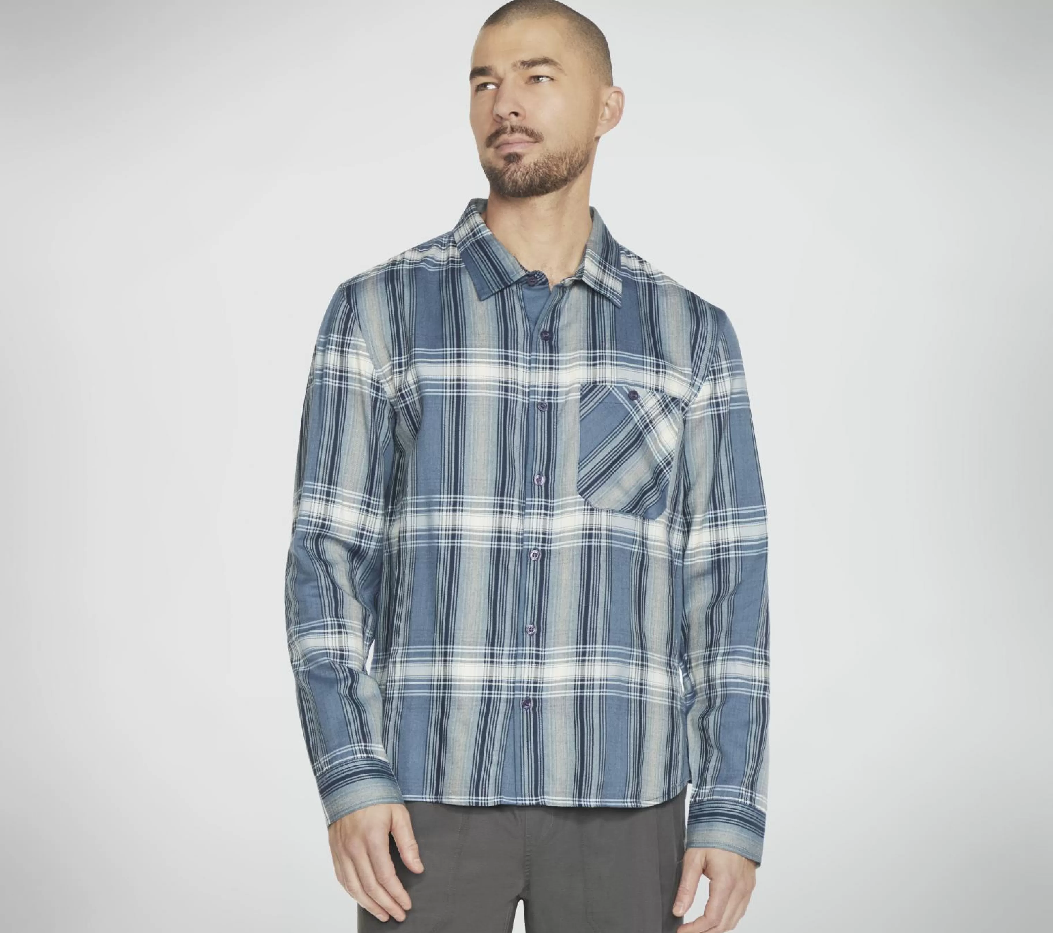 Partes De Cima | Partes De Cima | SKECHERS GO DRI Ridgetop Button Down Shirt DENIM