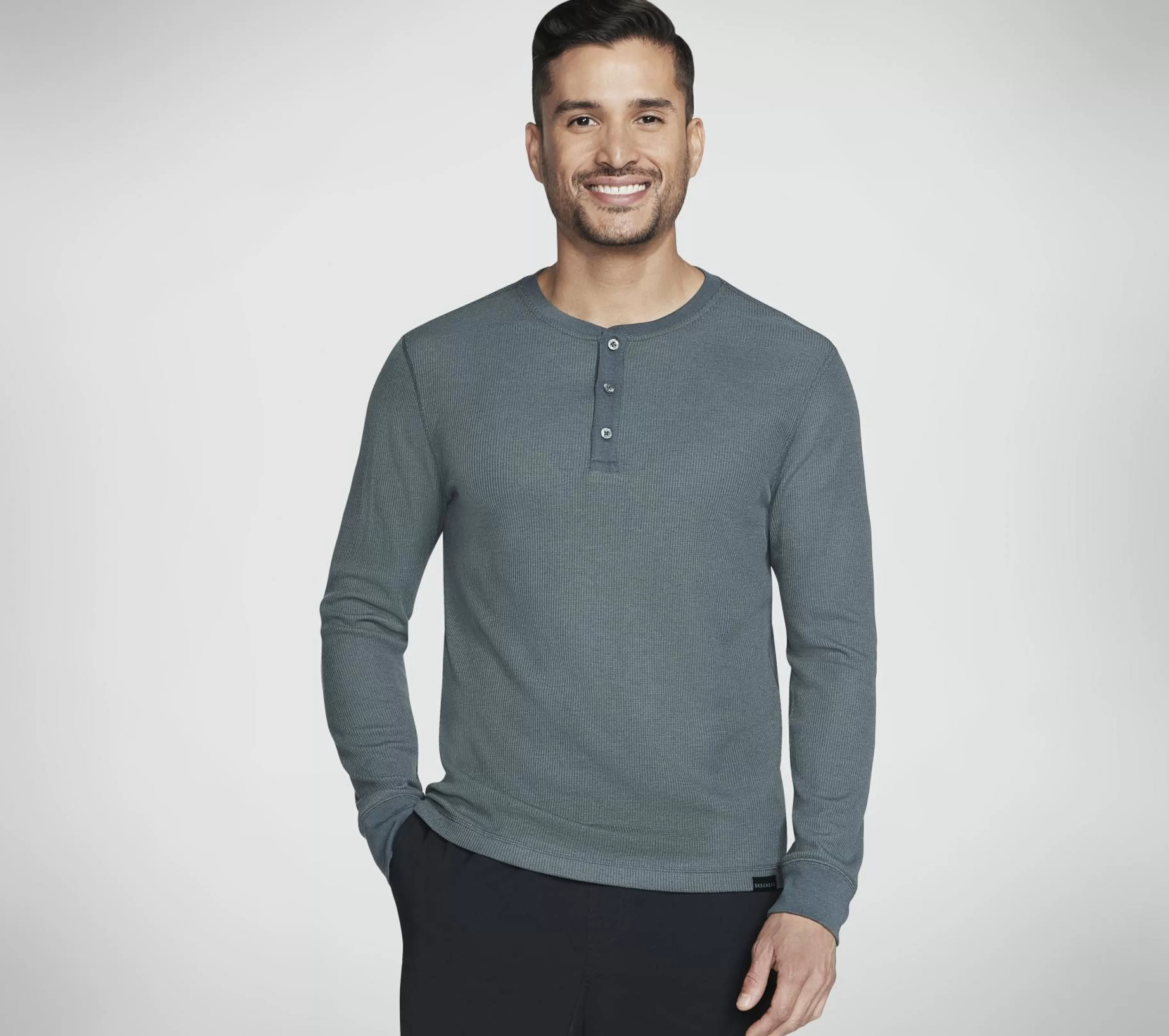 Partes De Cima | Partes De Cima | SKECHERS GO KNIT Waffle Henley VERDE / PRETO