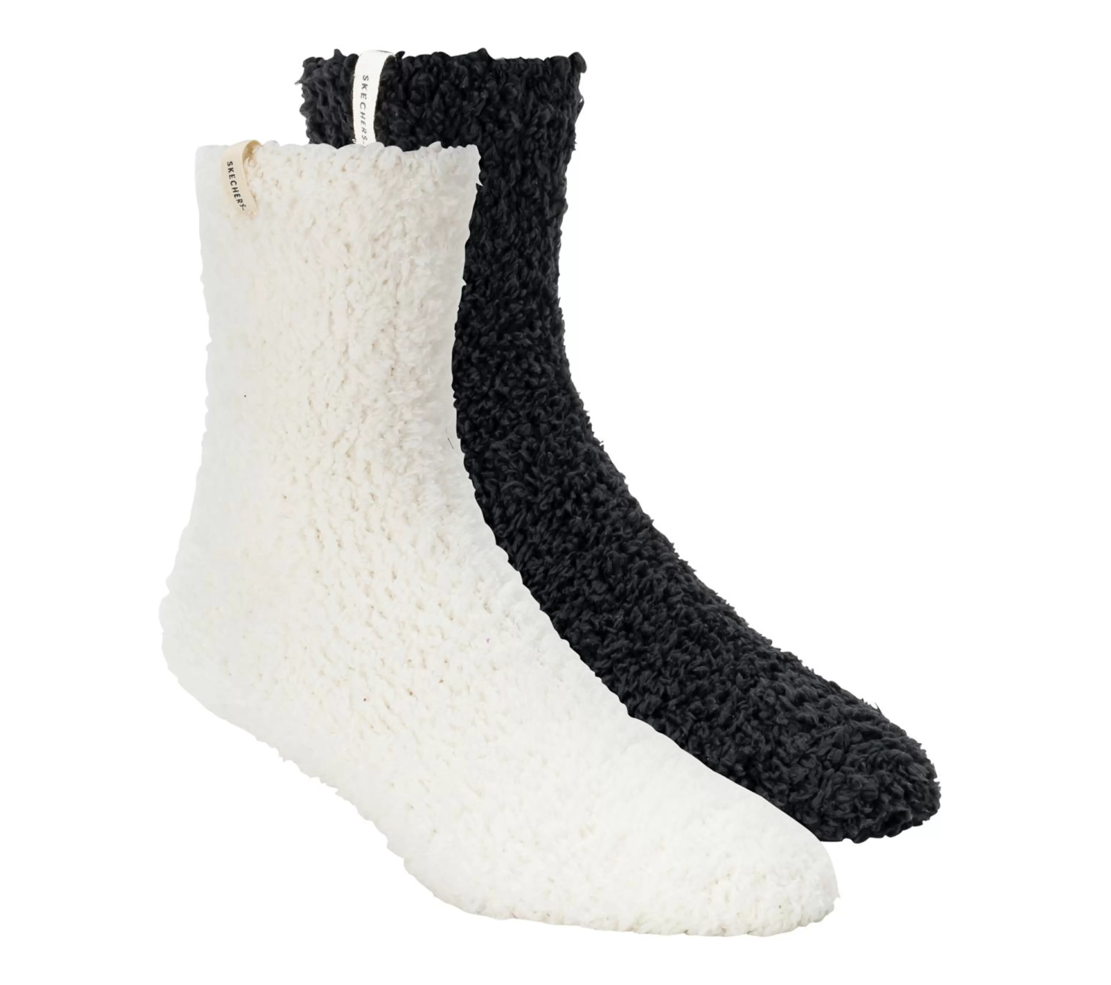 Acessórios | SKECHERS GO LOUNGE Furry Crew Socks - 2 Pack BRANCO / PRETO