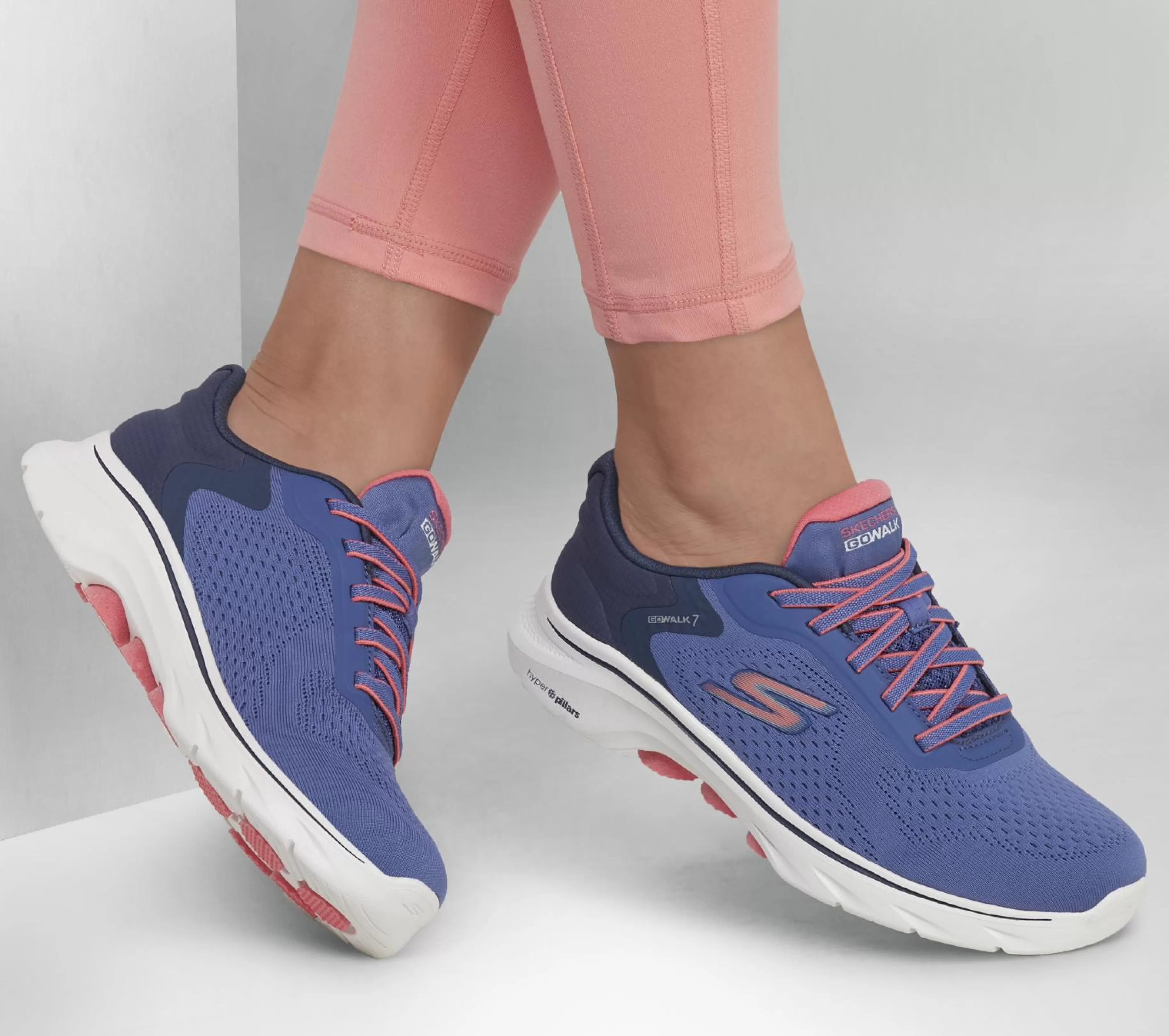 Calçado Sem Atacadores | Sapatilhas | SKECHERS GO WALK 7 - Cosmic Waves NAVY / CORAL