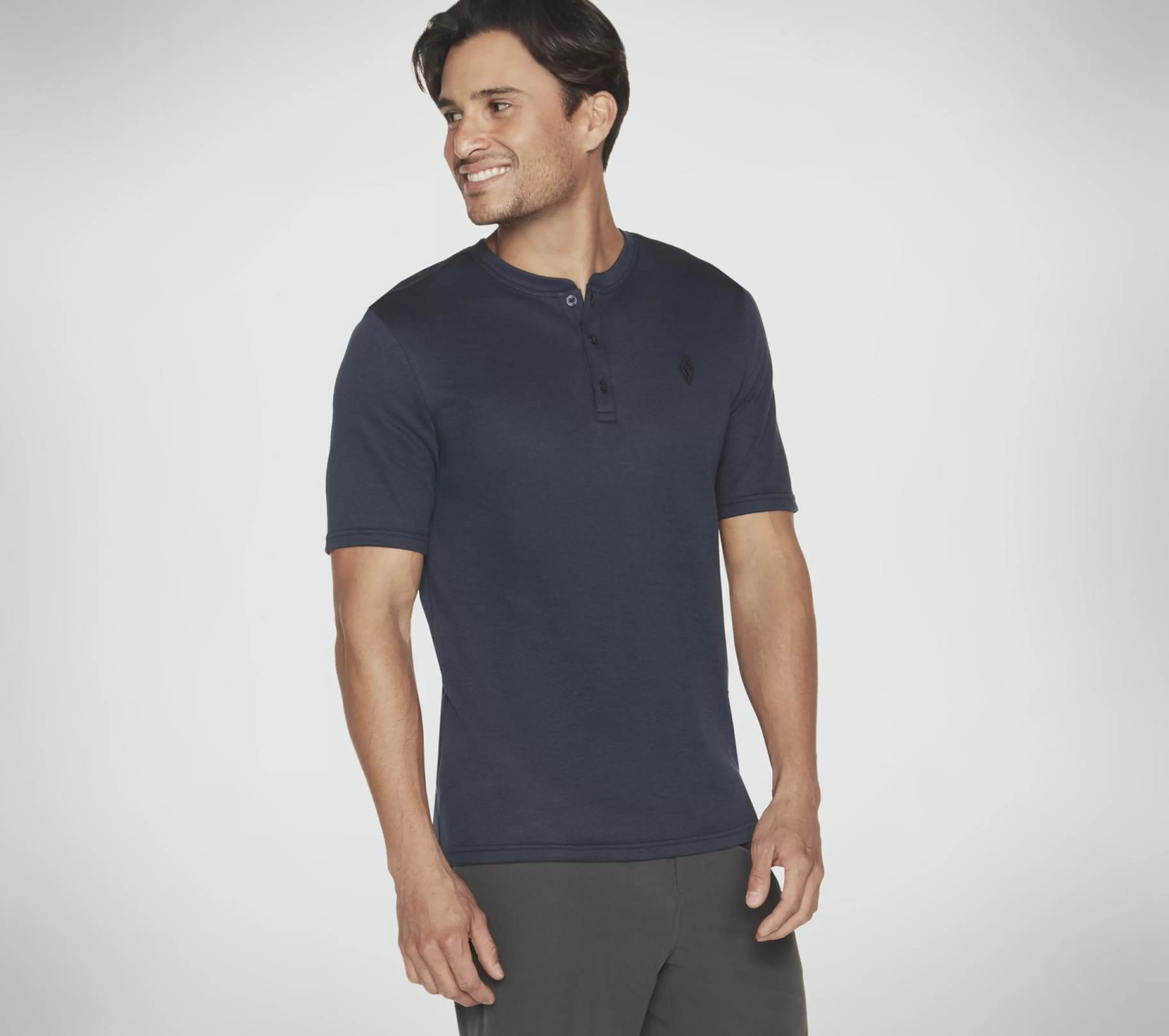 Partes De Cima | Partes De Cima | SKECHERS GOKNIT Pique Short Sleeve Henley NAVY