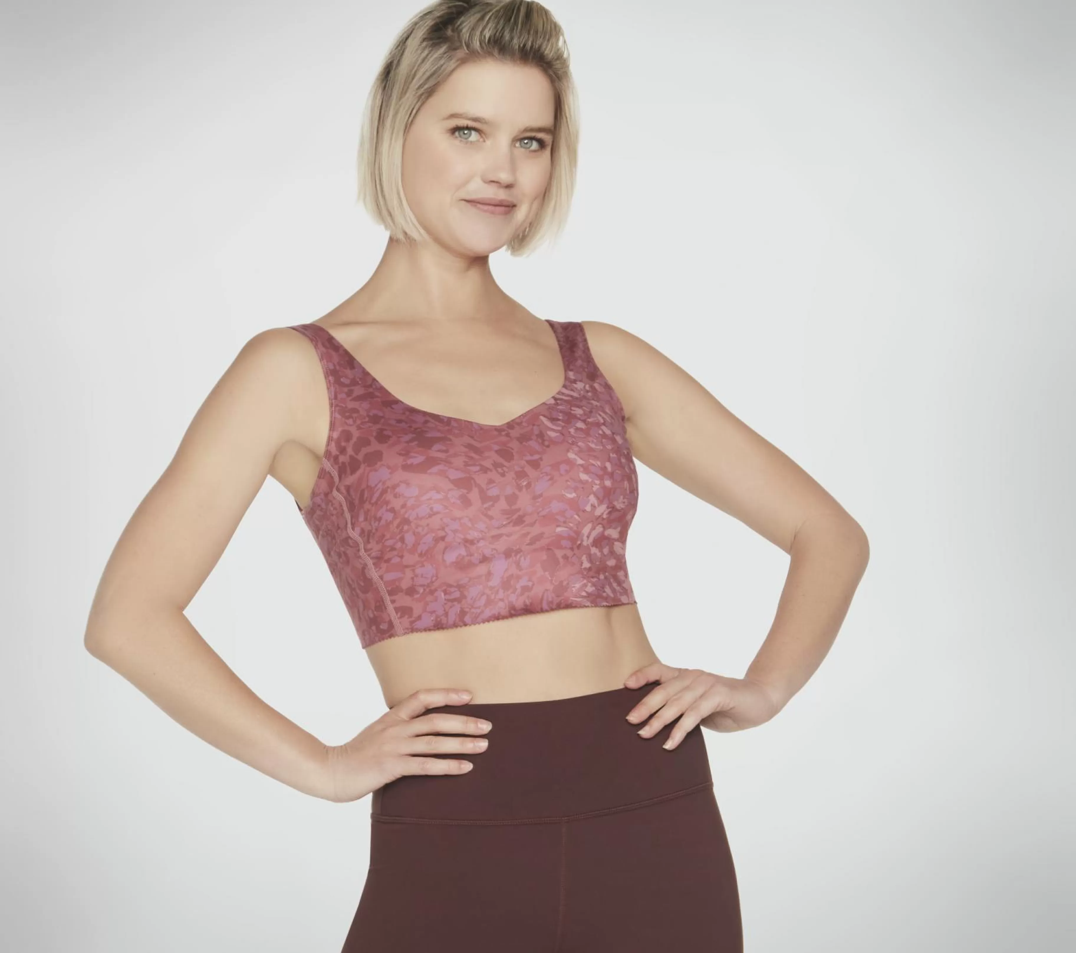 Partes De Cima | Partes De Cima | SKECHERS GOSCULPT Leopard Longline Bra MAUVE / PURPLE