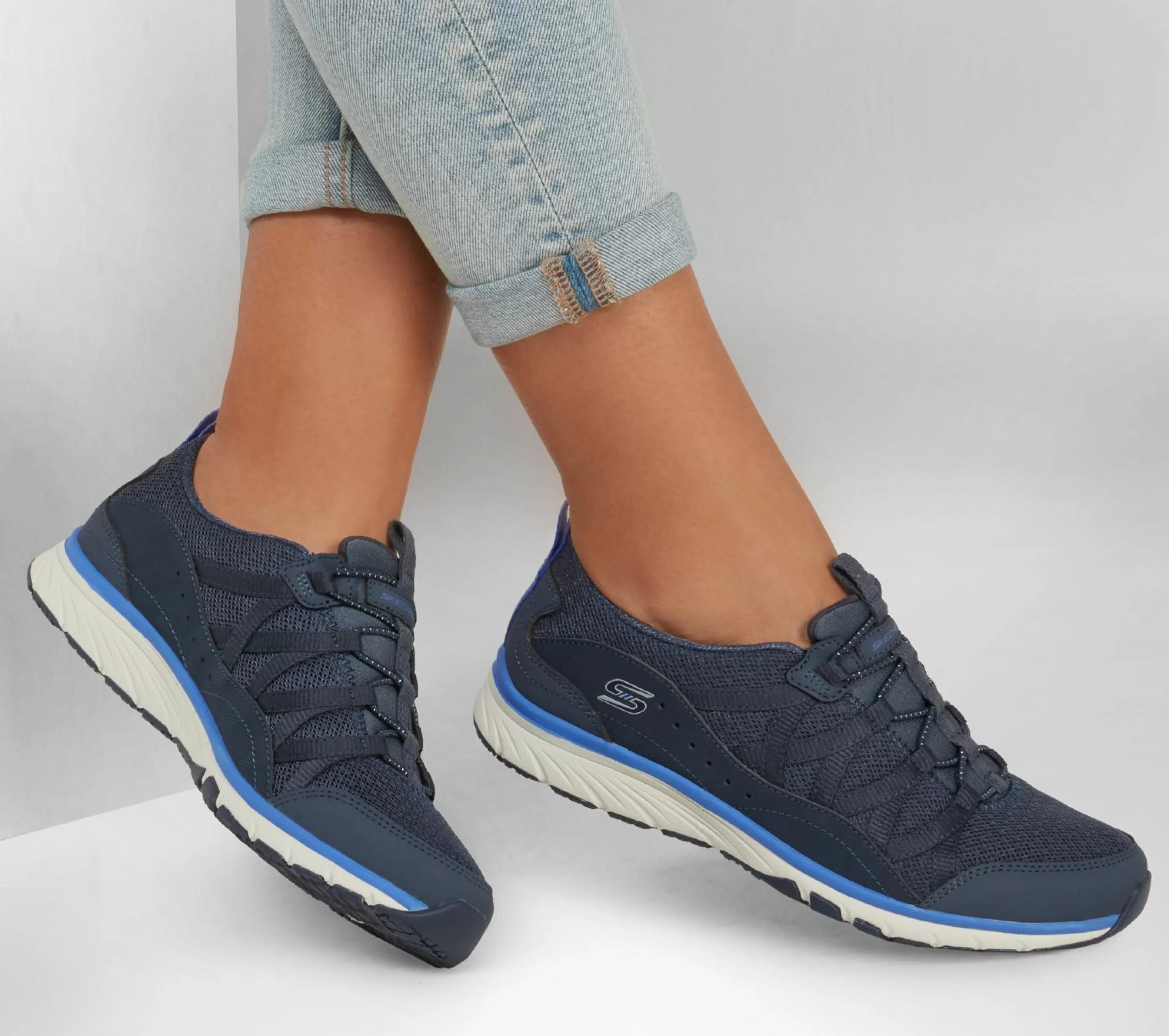 Calçado Sem Atacadores | Sapatilhas Casuais | SKECHERS Gratis Sport - Live Golden NAVY