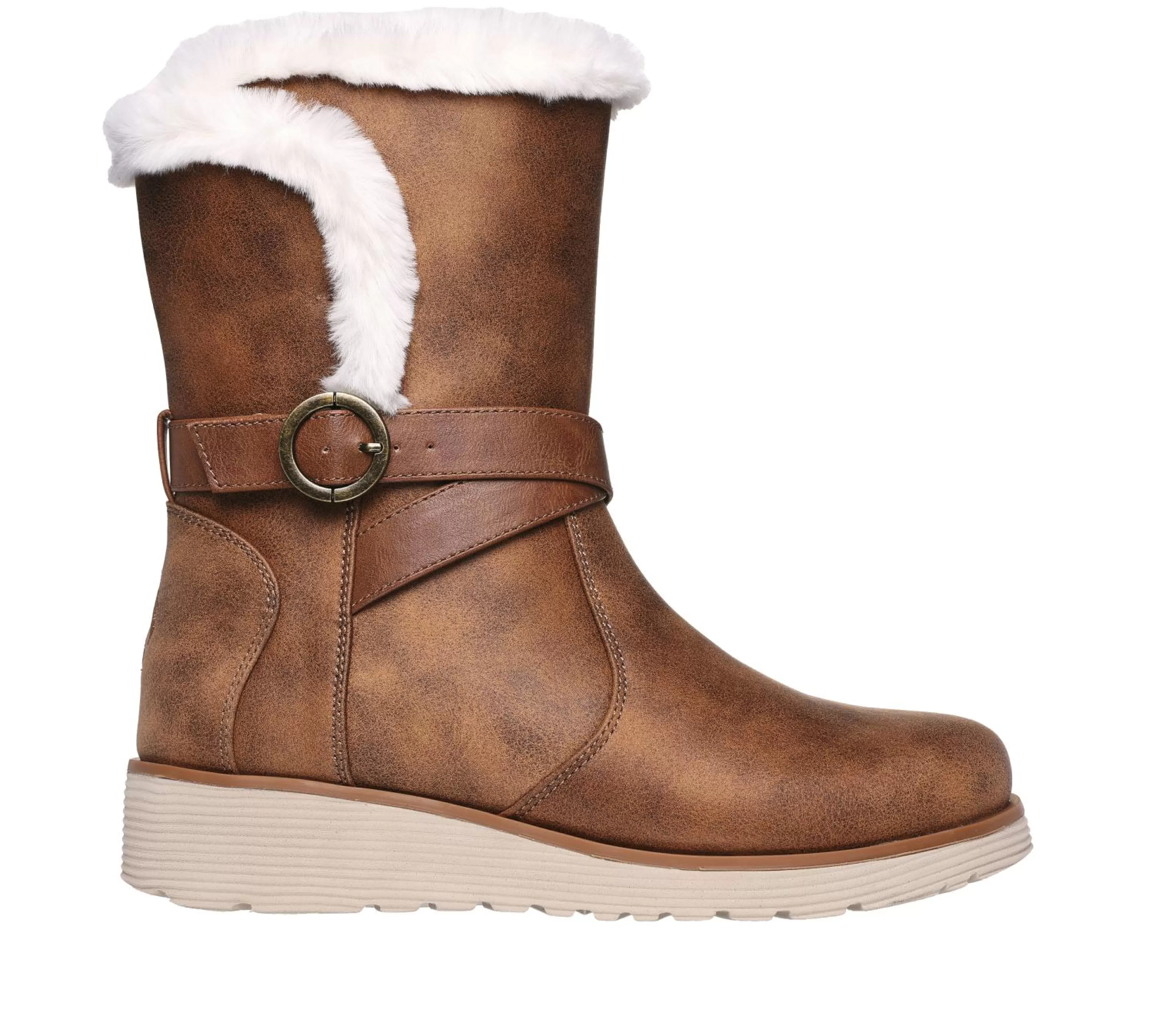 Calçado Sem Atacadores | Botas | SKECHERS Keepsakes Wedge - Snow Kiss CASTANHO CLARO