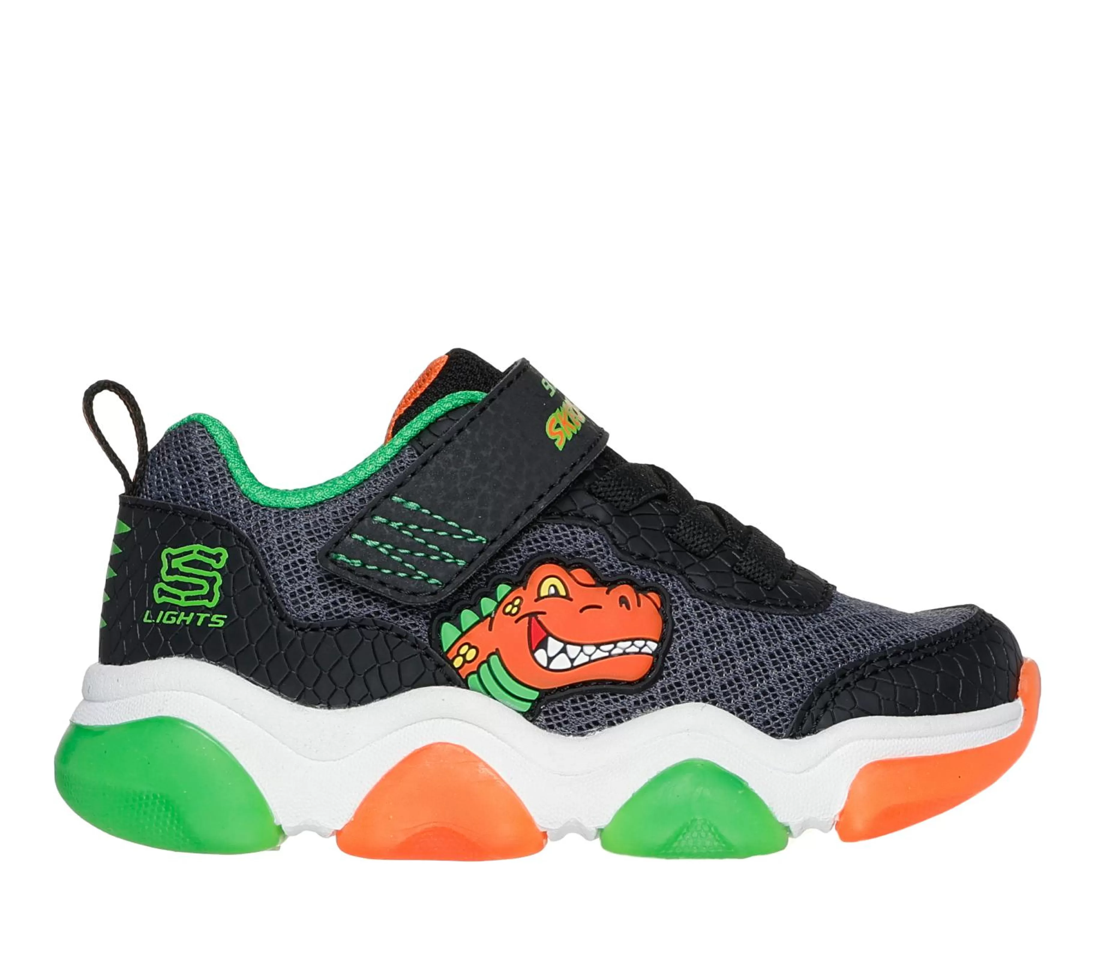 Sapatilhas | SKECHERS Mighty Glow 2.0 - Dino-Bolt PRETO / LARANJA