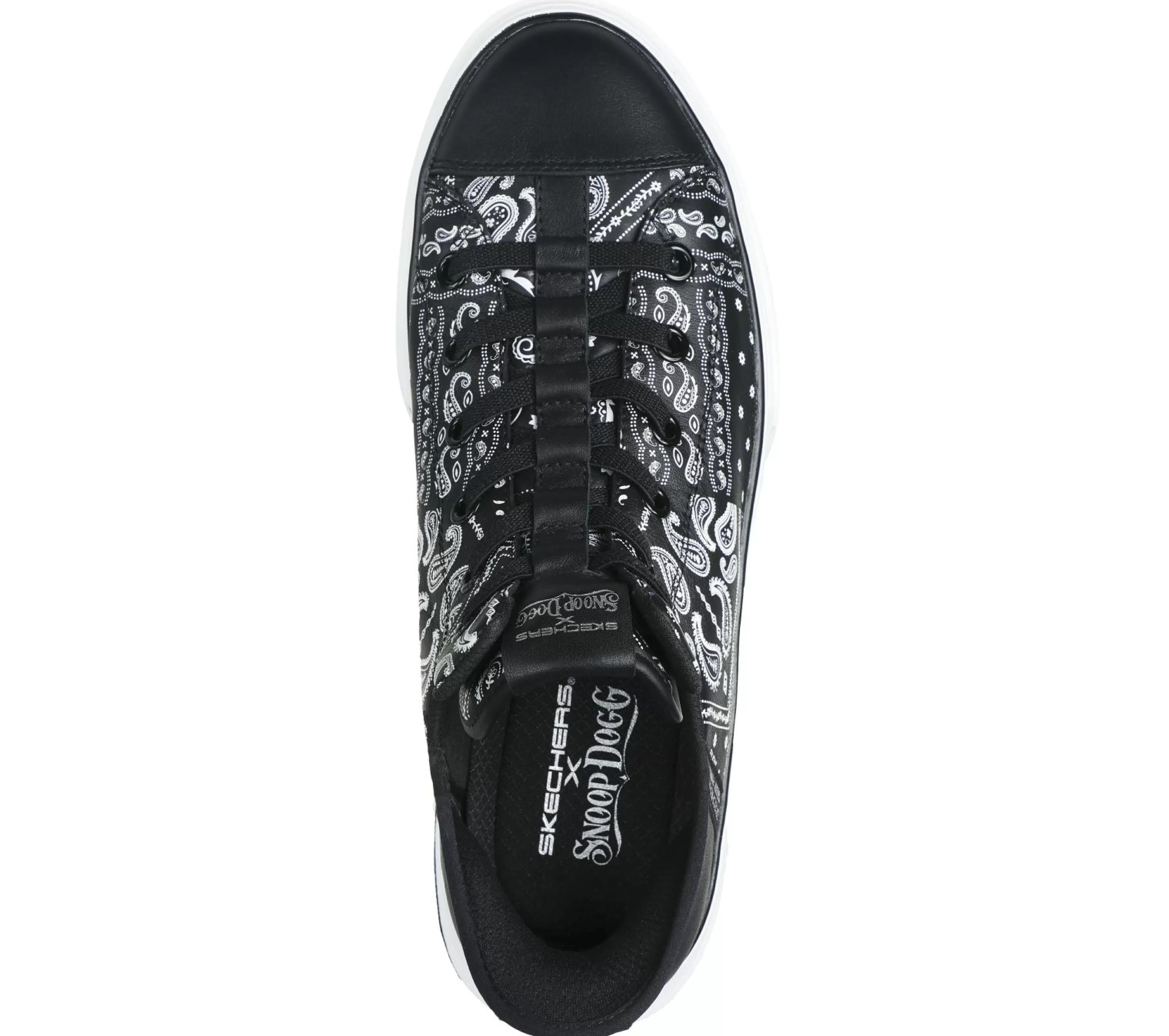 Calçado Sem Atacadores | Sapatilhas Casuais | SKECHERS Premium Leather Slip-ins Snoop One - Double G PRETO / BRANCO