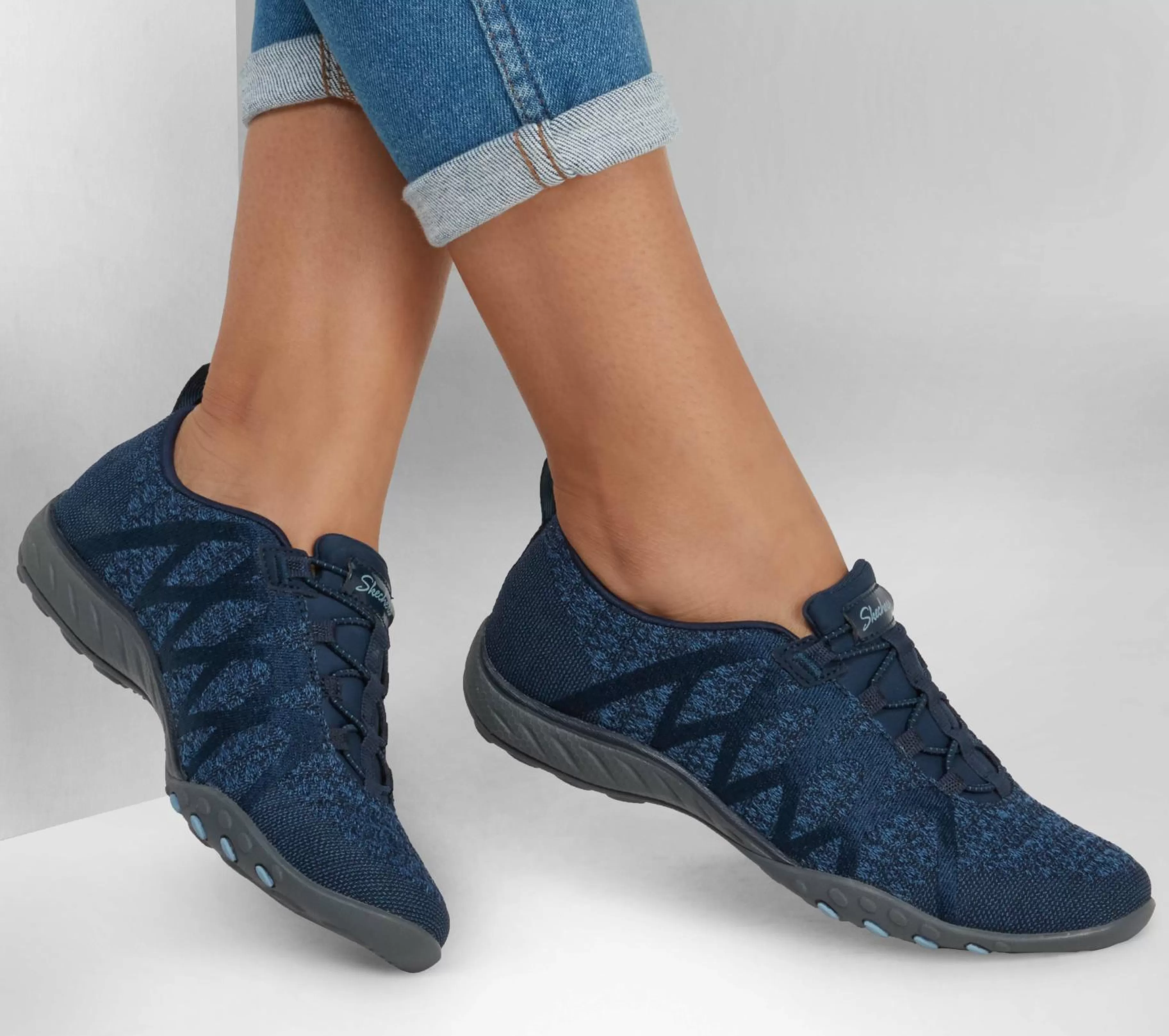 Calçado Sem Atacadores | Sapatilhas Casuais | SKECHERS Relaxed Fit: Breathe-Easy - Infi-Knity NAVY