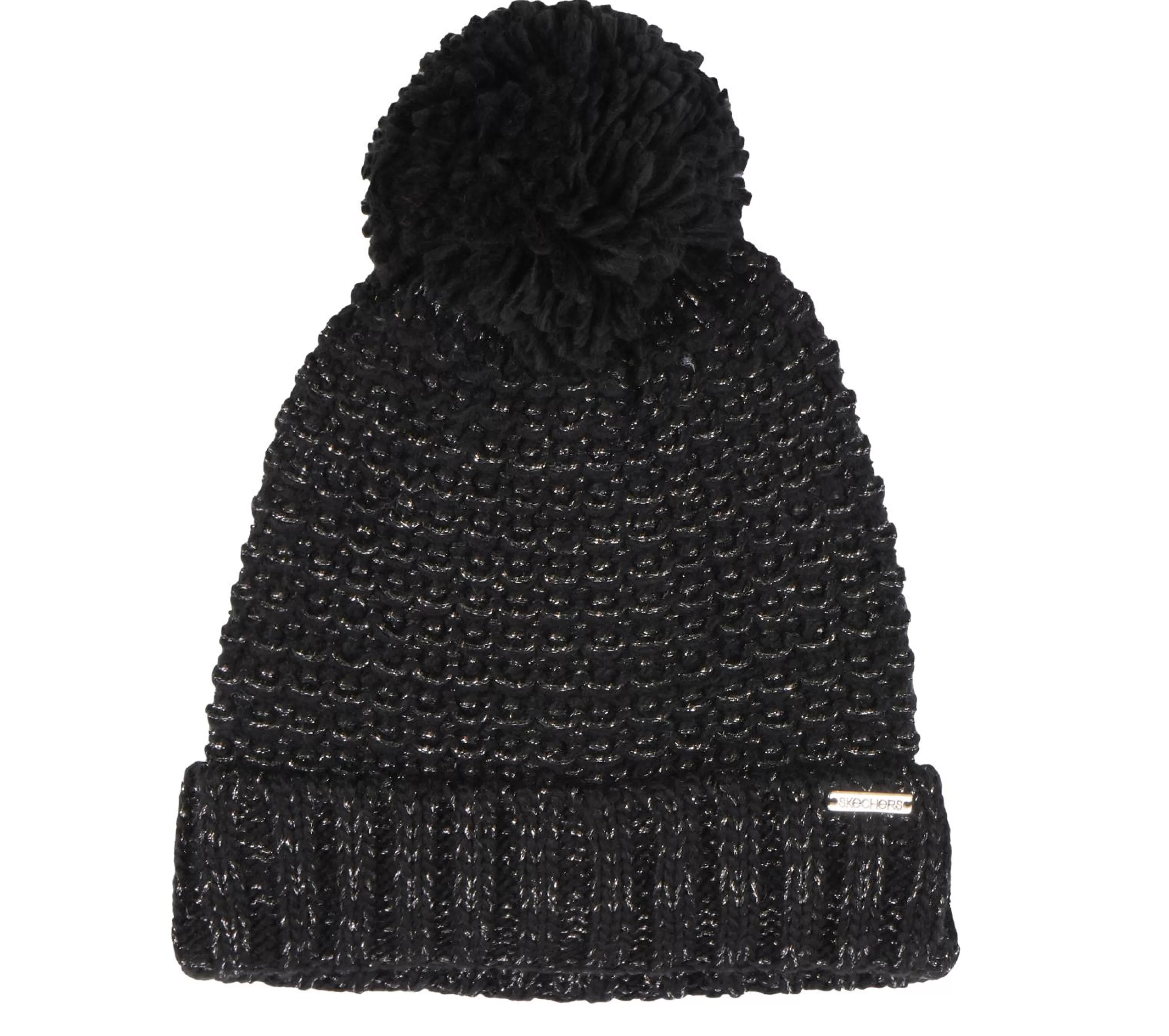 Acessórios Para A Cabeça | Chapéus E Gorros | SKECHERS Reverse Stitch Pom-Pom Beanie PRETO