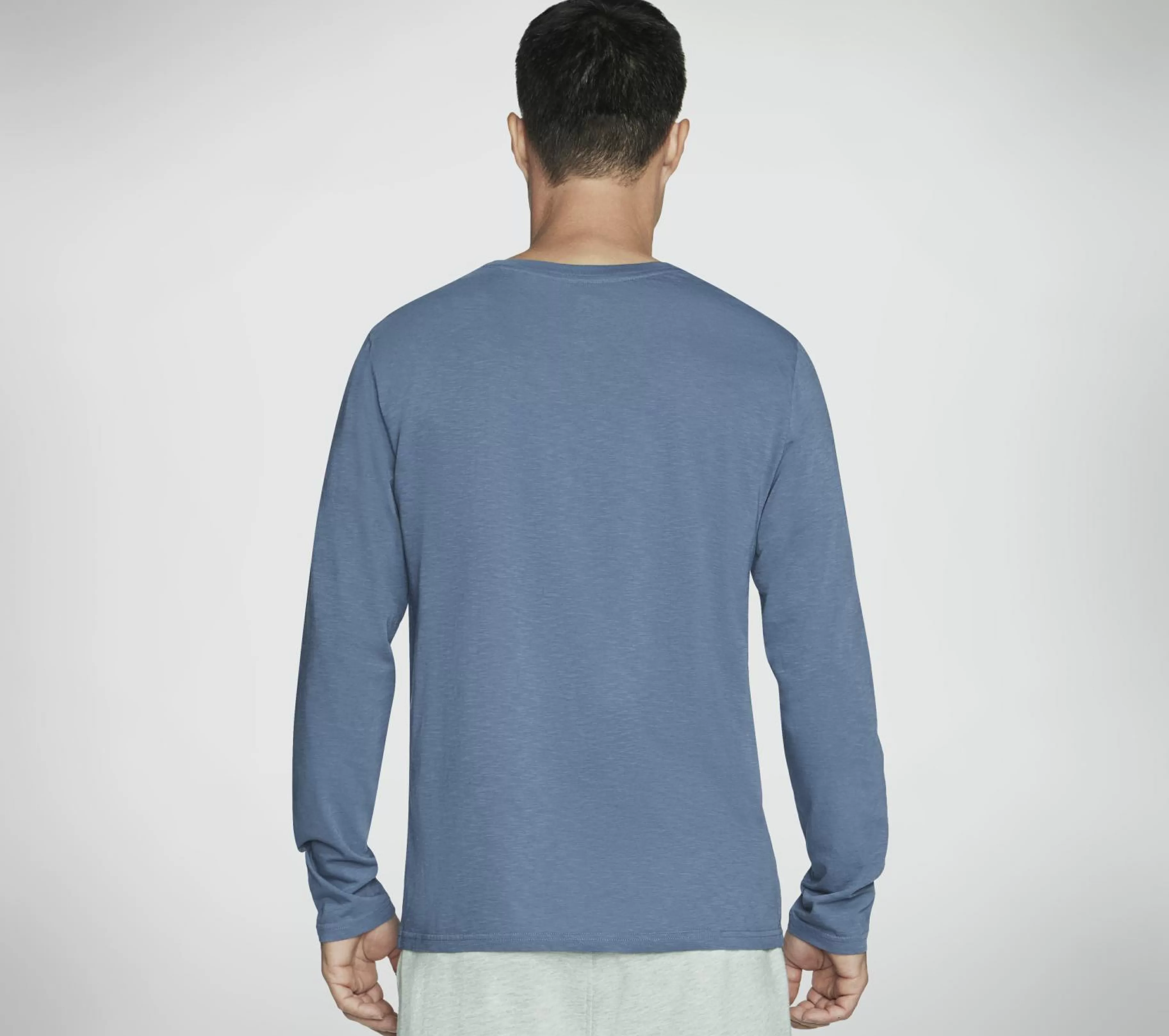 Partes De Cima | Partes De Cima | SKECHERS SKECH-BREEZE Slub L/S Henley AZUL / CINZENTO