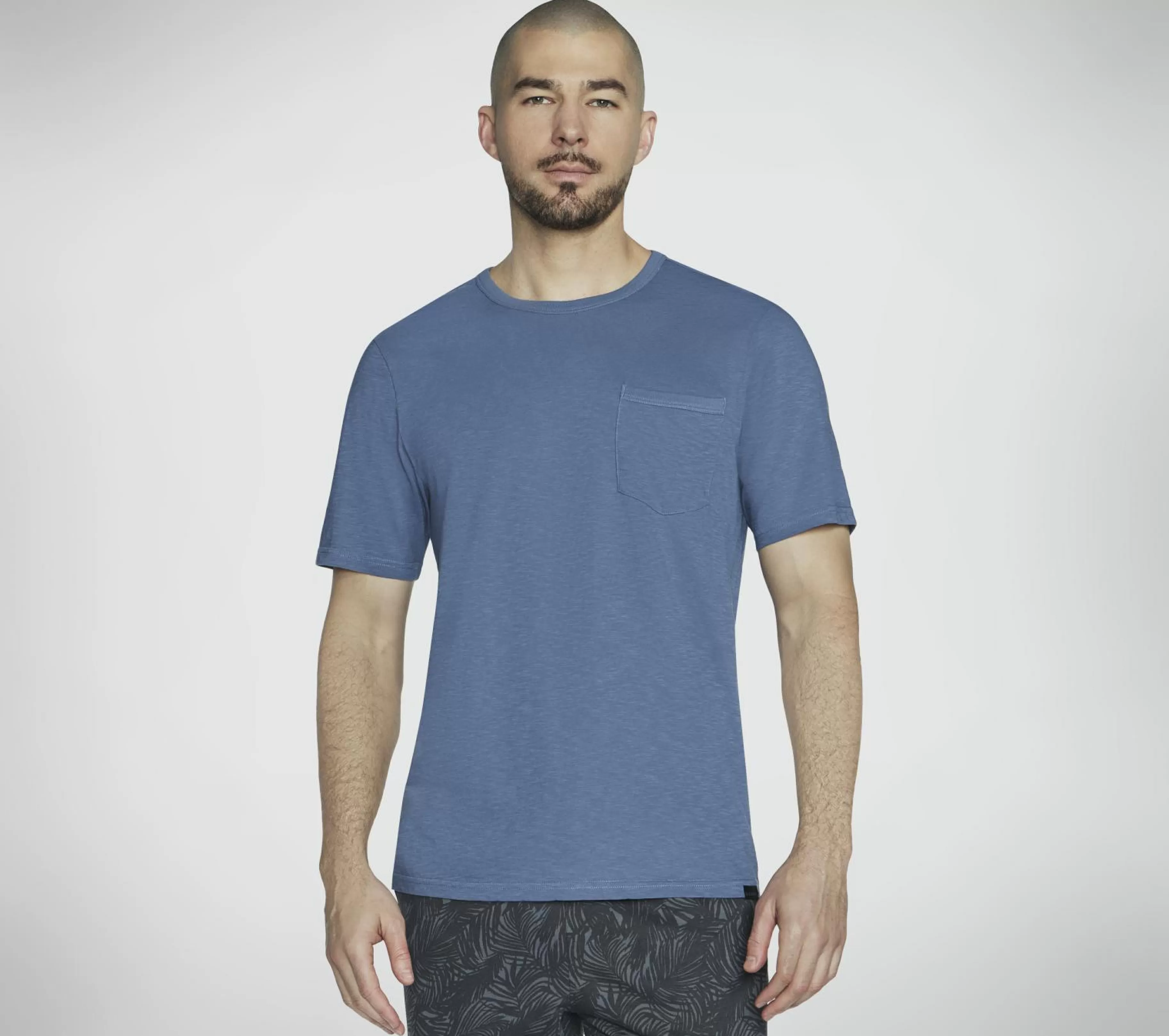 Partes De Cima | Partes De Cima | SKECHERS SKECH-BREEZE Slub Pocket Tee AZUL / CINZENTO