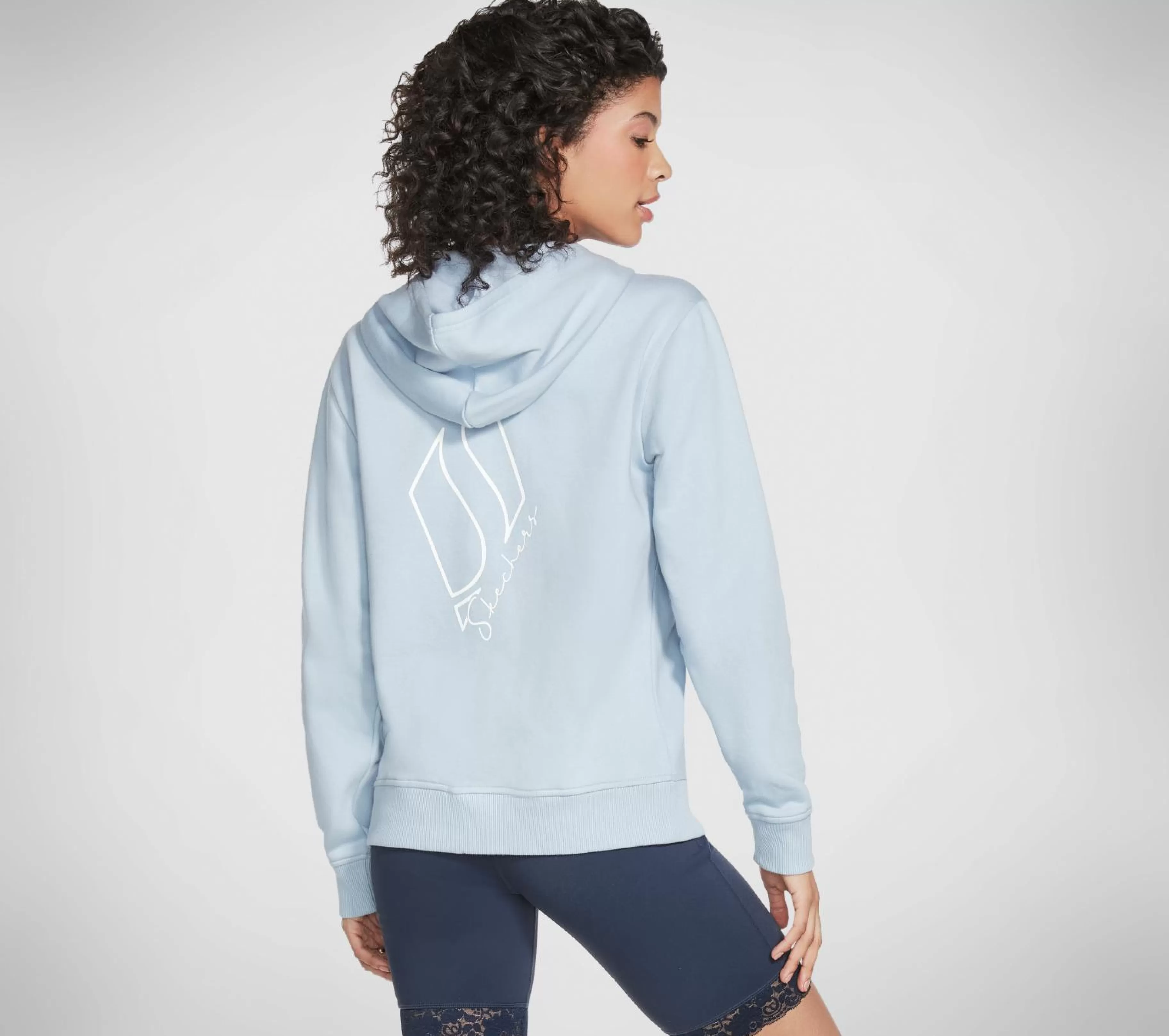 Partes De Cima | Partes De Cima | SKECHERS Apparel Diamond Crown Front Zip Hoodie BLUE / POWDER BLUE