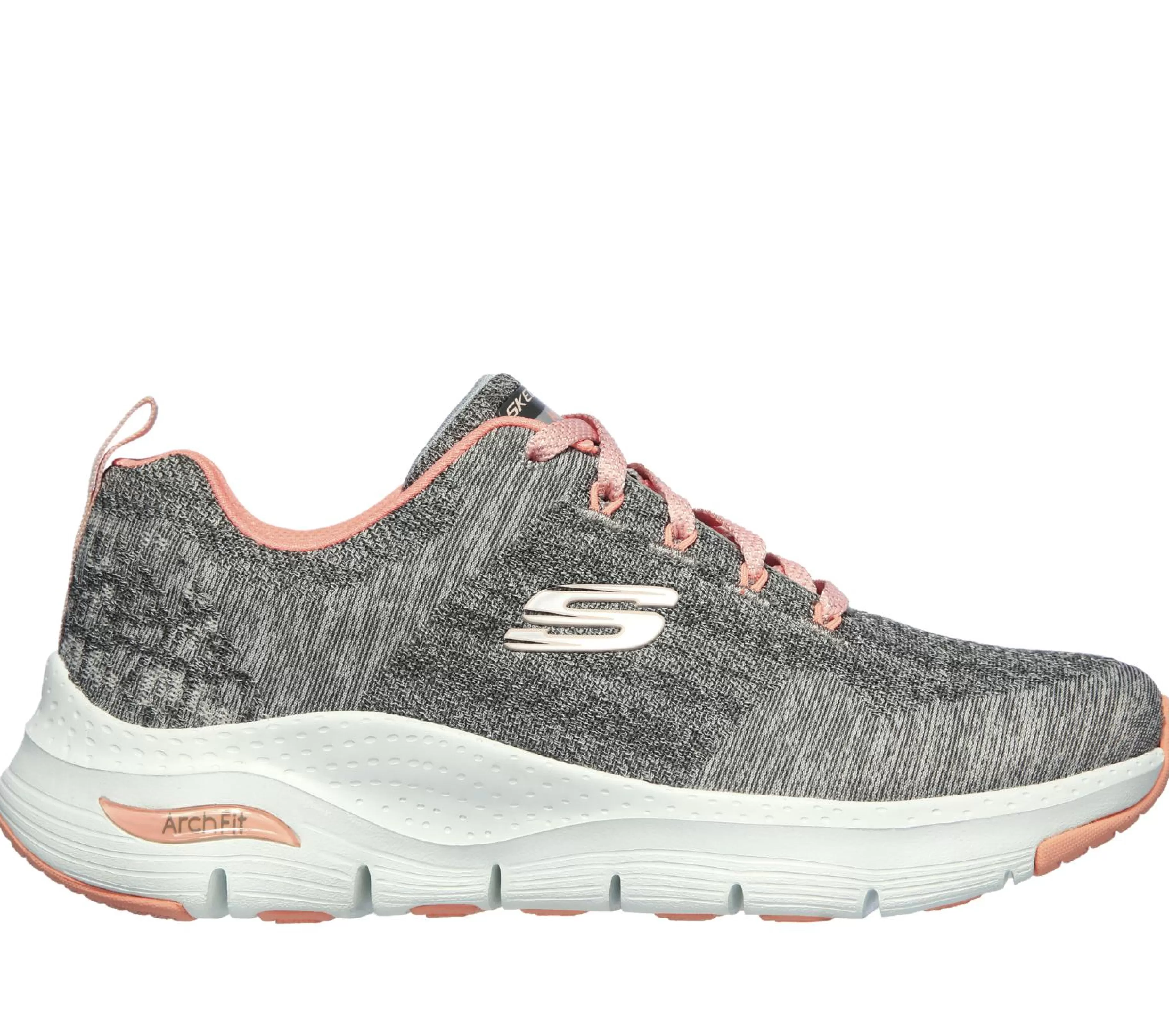 Com Atacadores | Sapatilhas | SKECHERS Arch Fit - Comfy Wave CINZENTO / ROSA