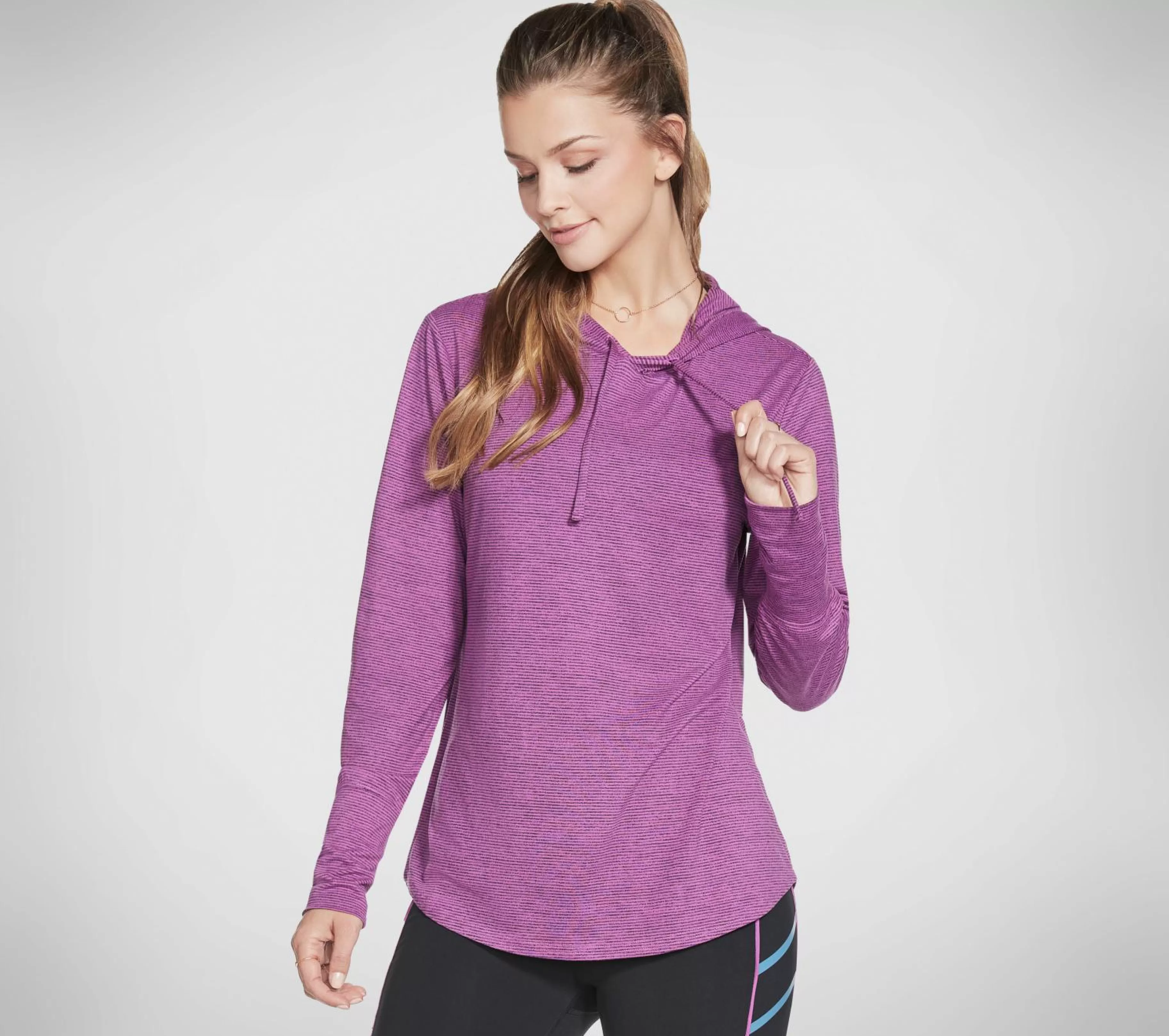 Partes De Cima | Partes De Cima | SKECHERS GOwalk Harmony Stripe Hoodie ROXO / ROSA CHOQUE