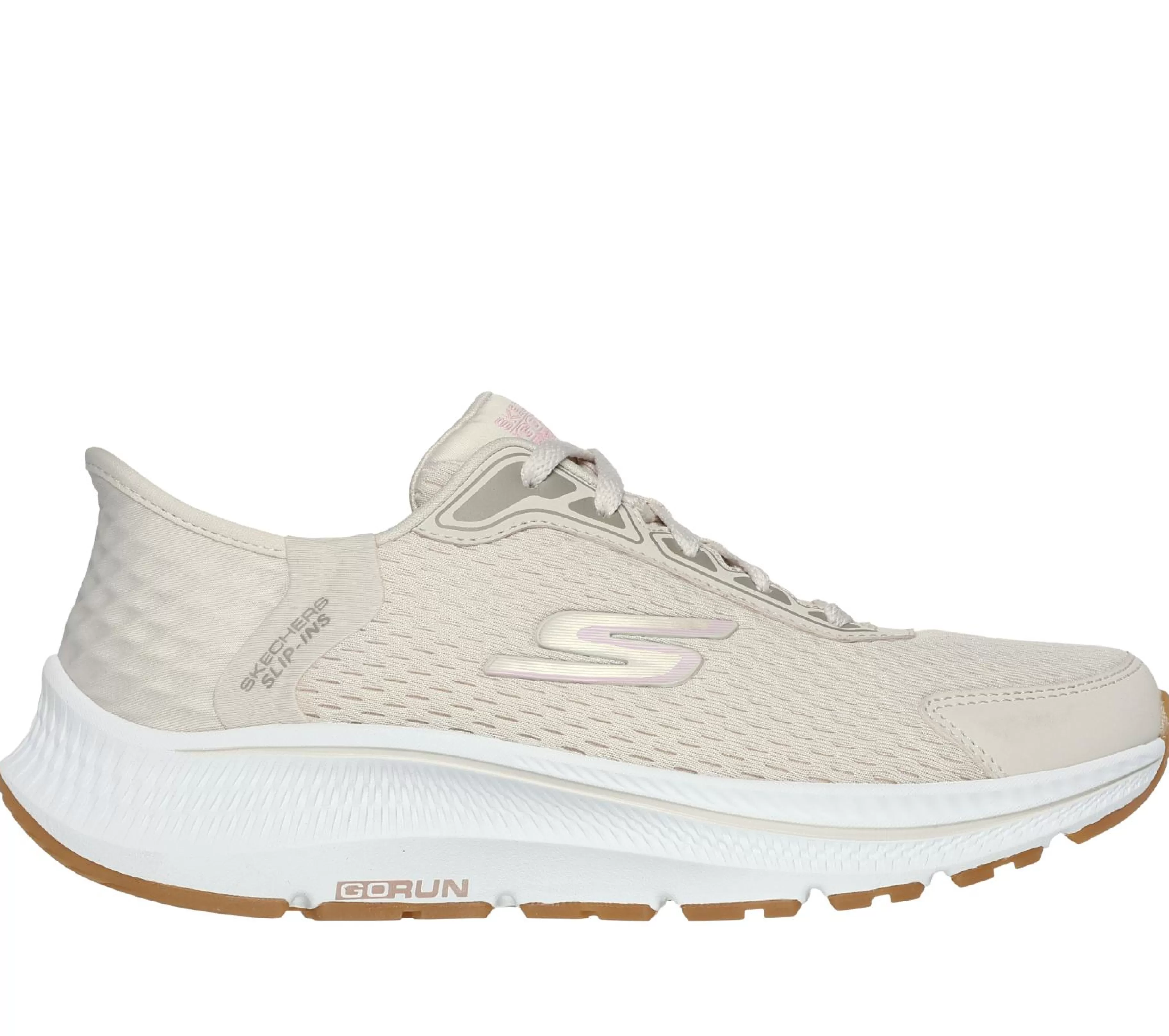 Com Atacadores | Calçado Sem Atacadores | SKECHERS Slip-ins: GO RUN Consistent 2.0 - Endure NATURAL / ROSA