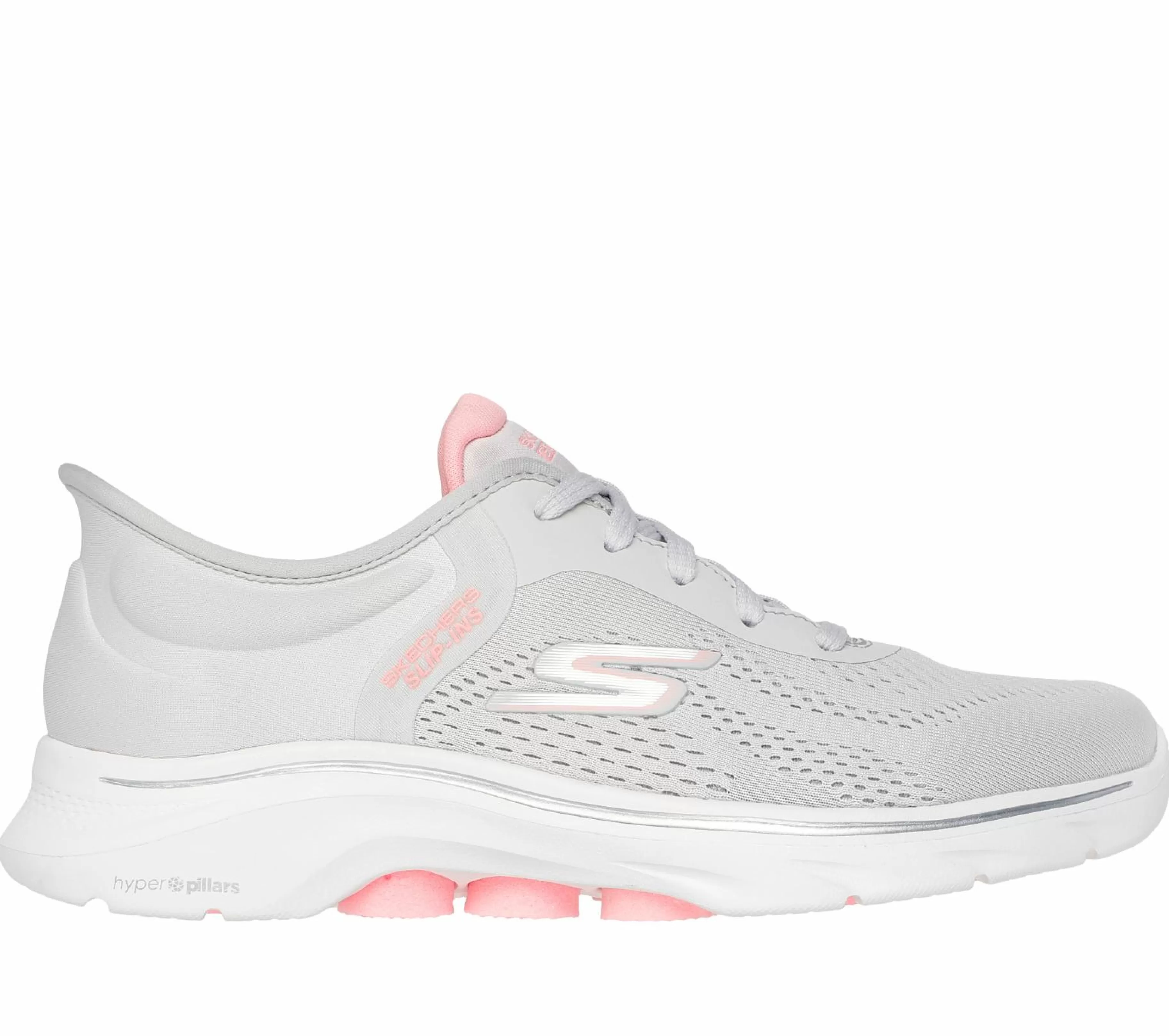 Calçado Sem Atacadores | Hands Free Slip-Ins | SKECHERS Slip-ins: GO WALK 7 - Valin CINZENTO / ROSA