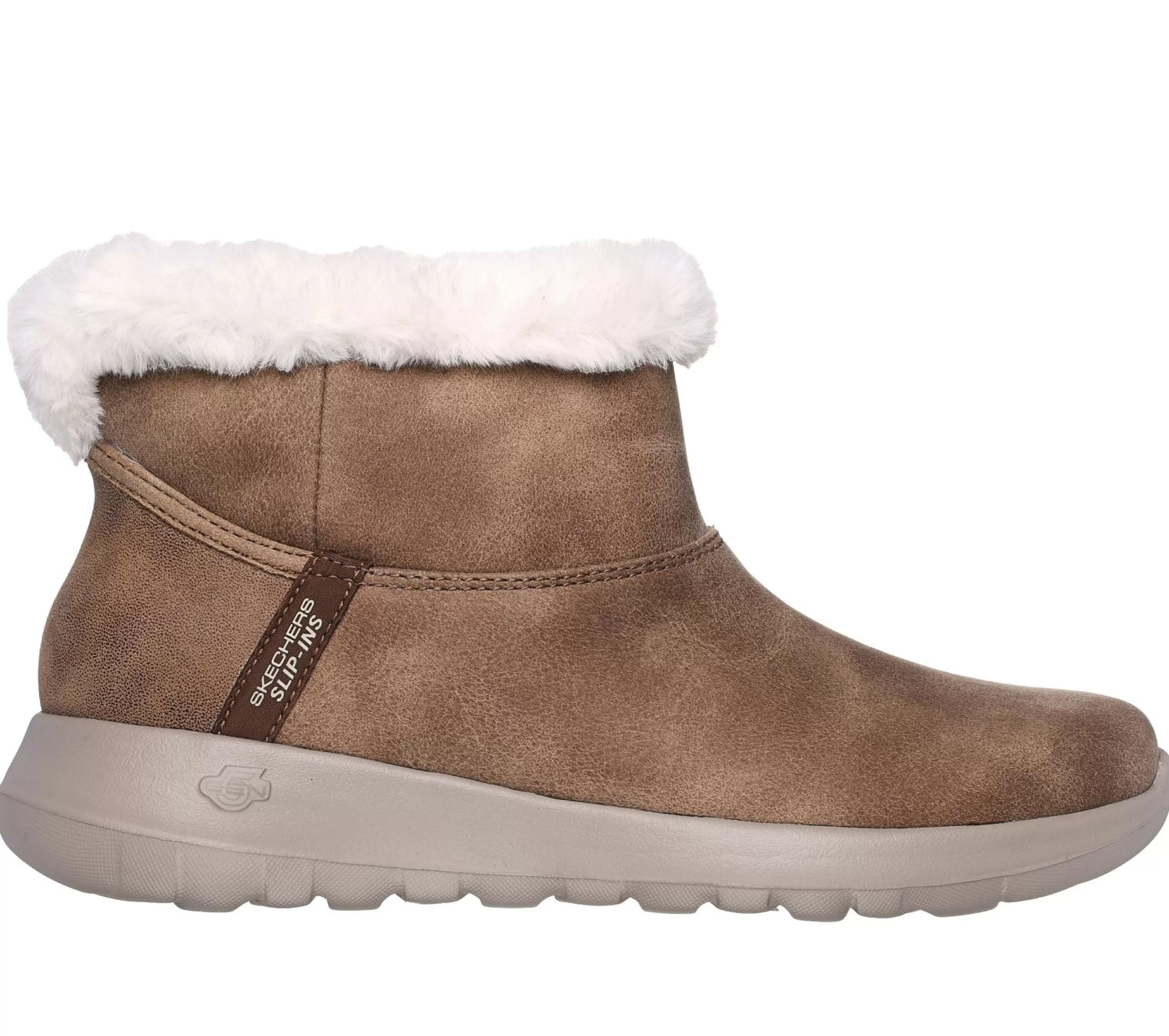 Calçado Sem Atacadores | Botas | SKECHERS Slip-ins: On-the-GO Joy - Cozy Dream CASTANHO CLARO