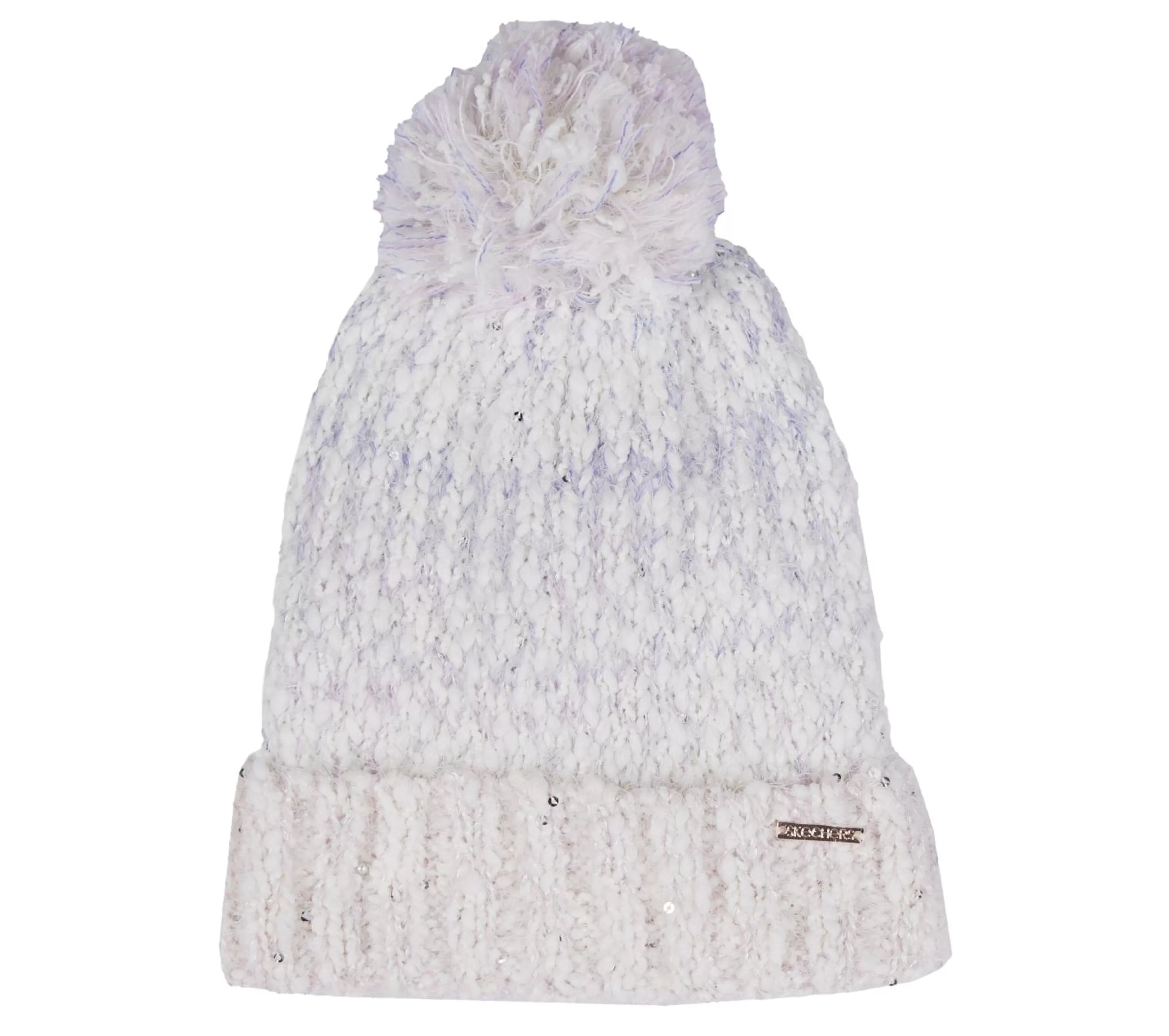 Acessórios Para A Cabeça | Chapéus E Gorros | SKECHERS Slub Knit Ivory Pom-Pom Beanie BRANCO SUJO