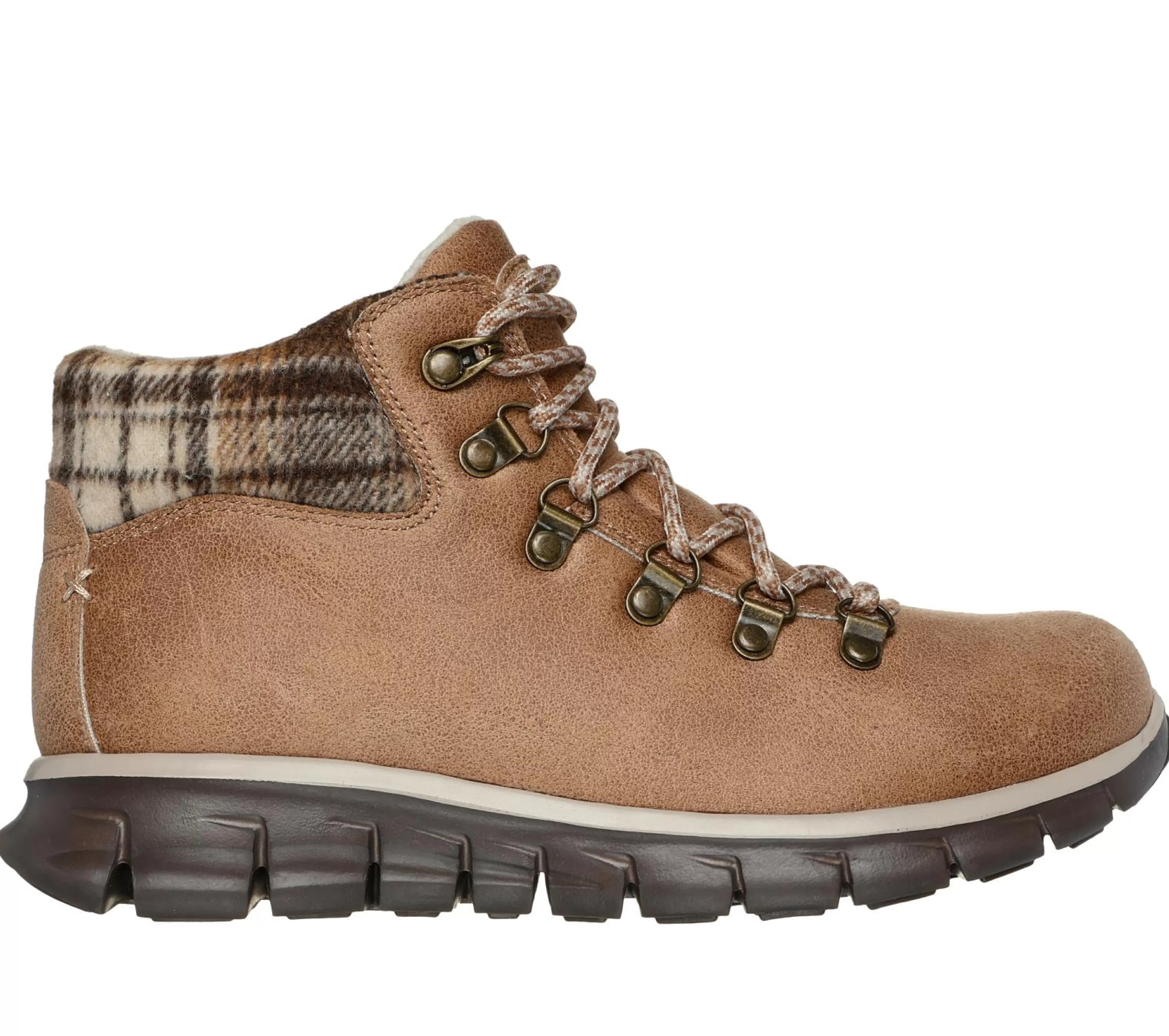 Com Atacadores | Botas | SKECHERS Synergy - Plaid Mood CASTANHO CLARO