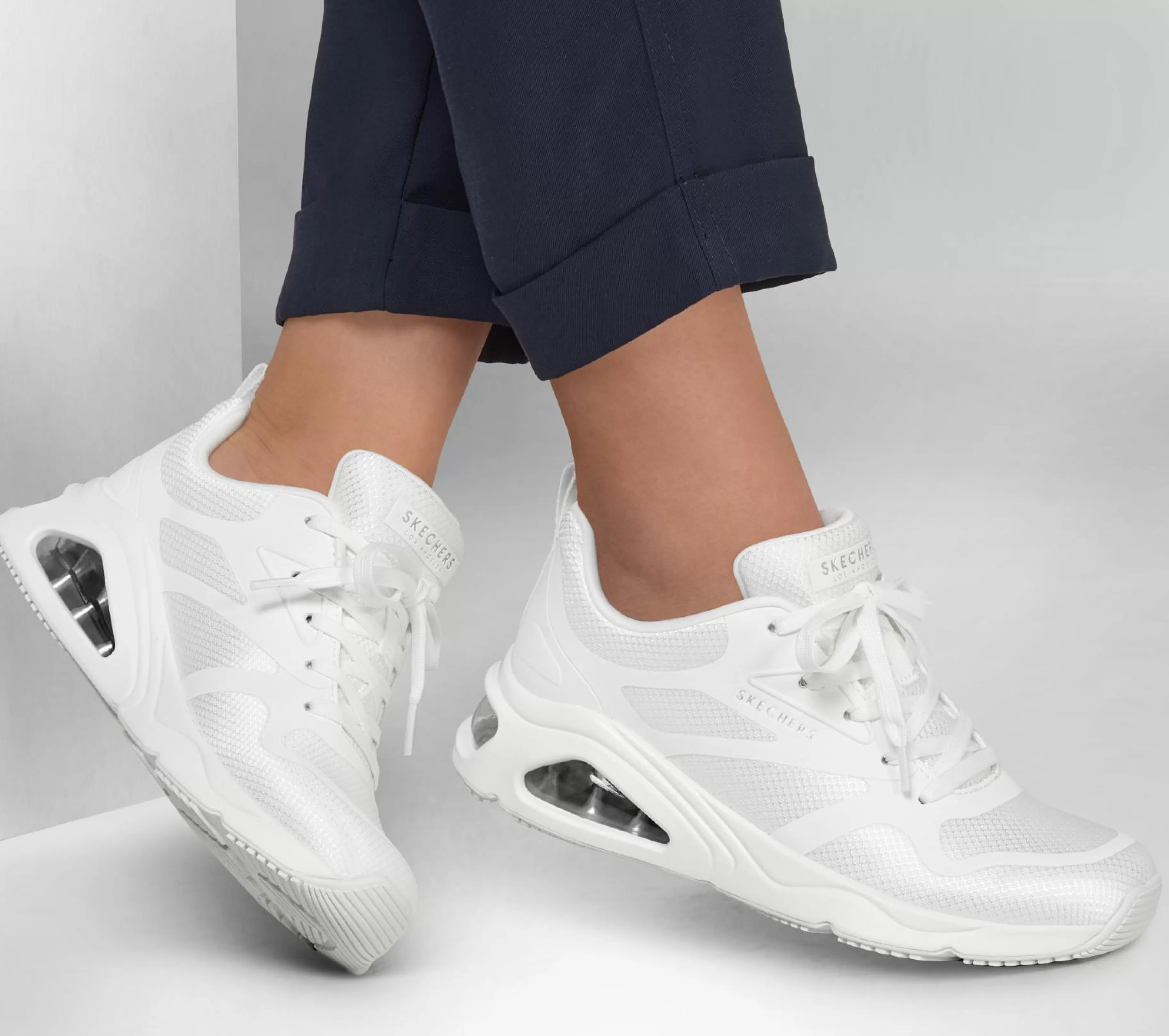 Com Atacadores | Sapatilhas Casuais | SKECHERS Tres-Air Uno - Revolution-Airy BRANCO / PRATEADO