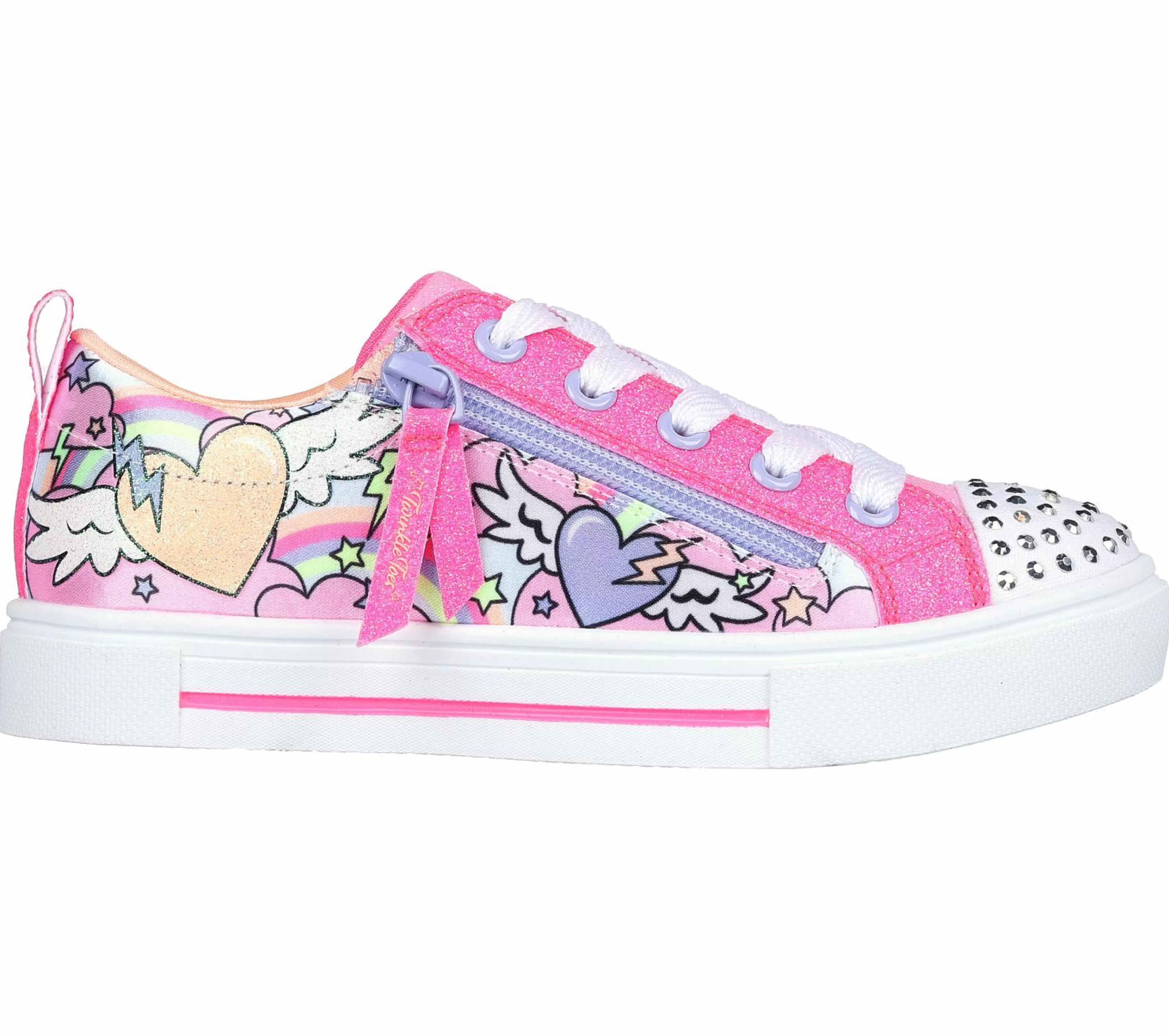 Com Atacadores | Luzes | SKECHERS Twinkle Toes: Twinkle Sparks - Flying Hearts ROSA CHOQUE / MULTICOR