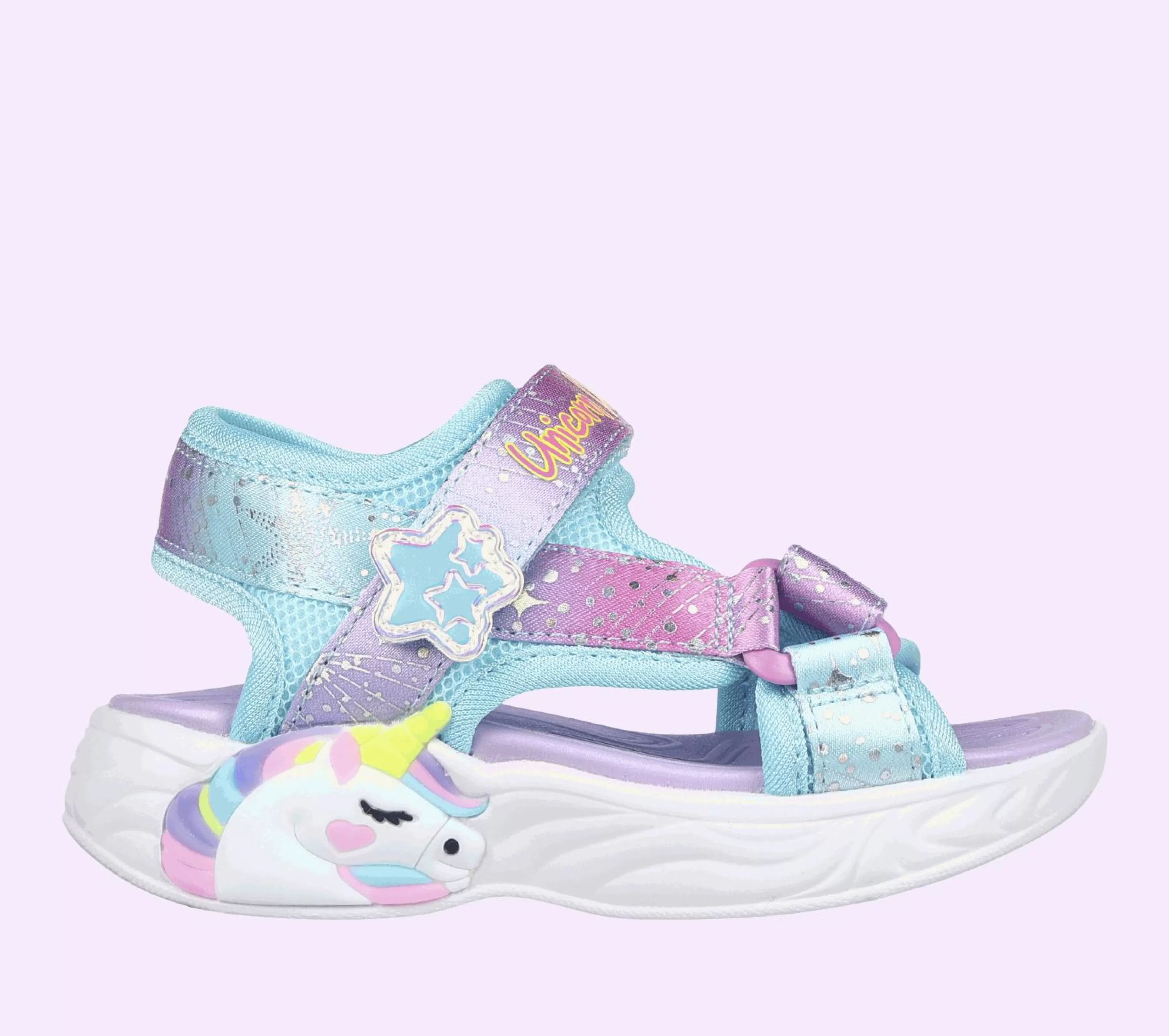 Calçado Sem Atacadores | Luzes | SKECHERS Unicorn Dreams - Majestic Bliss ROXO / MULTICOR