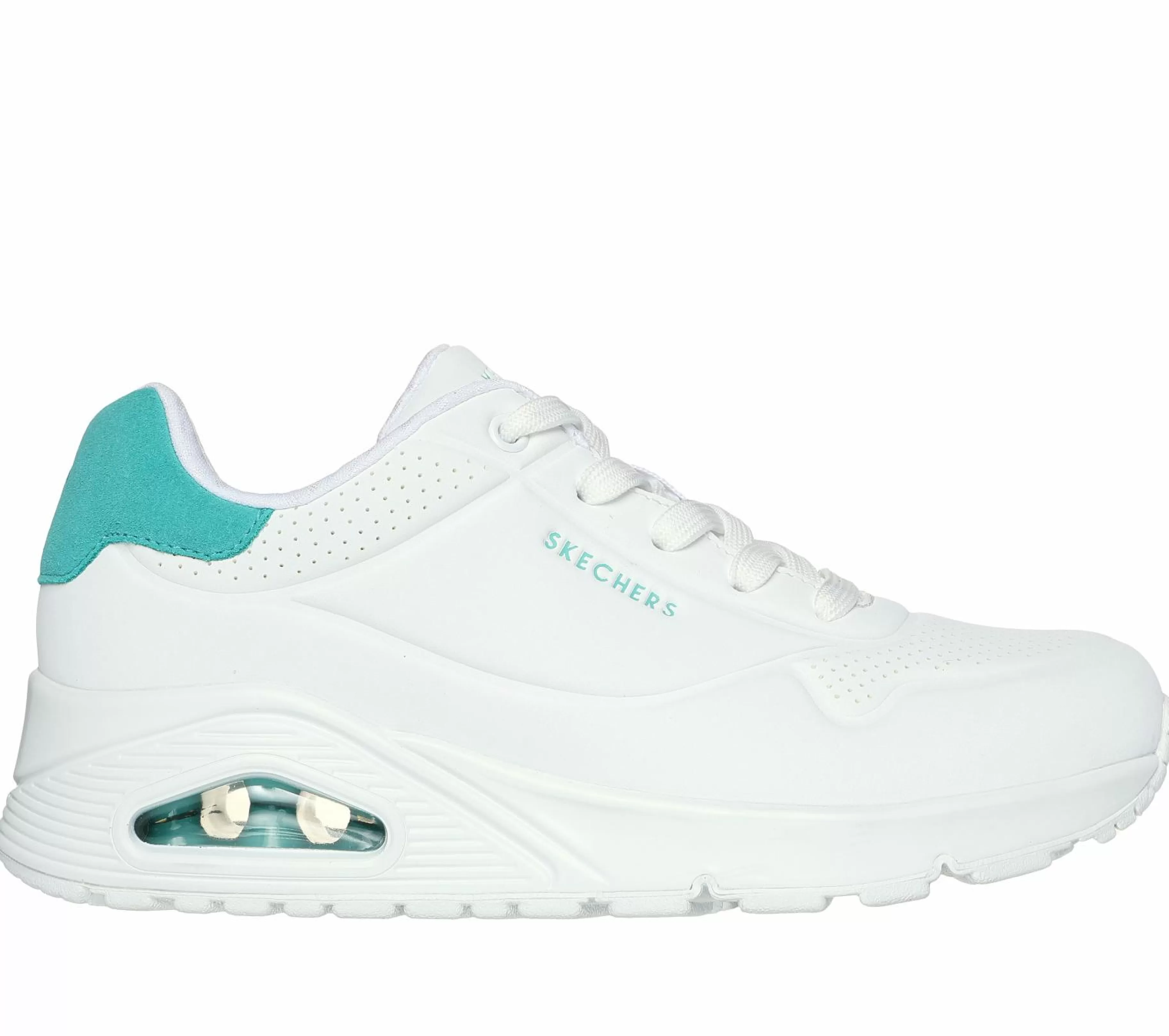 Com Atacadores | Sapatilhas Casuais | SKECHERS Uno - Pop Back BRANCO / MENTA