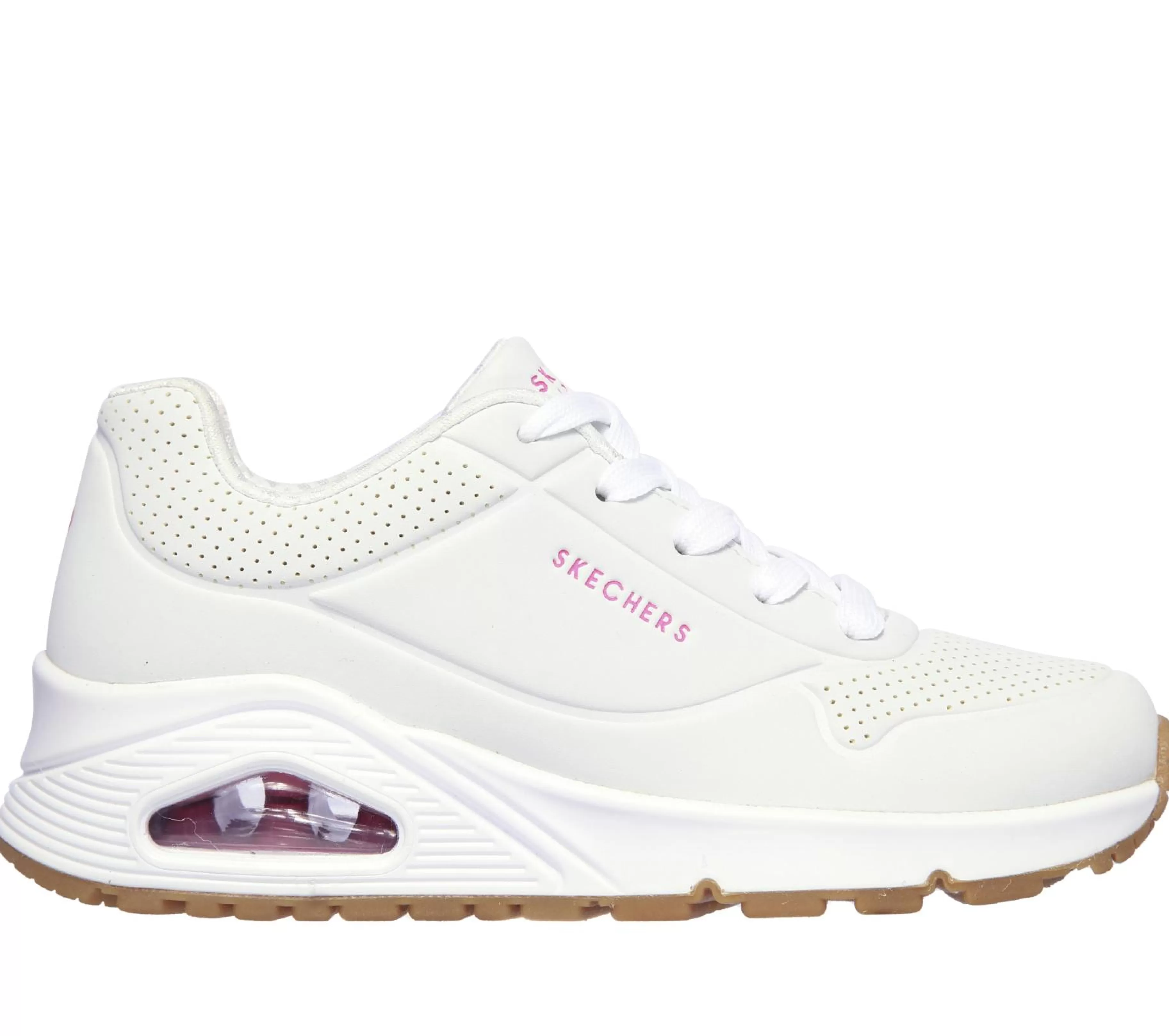 Com Atacadores | Sapatilhas | SKECHERS Uno - Stand On Air BRANCO / ROSA CHOQUE