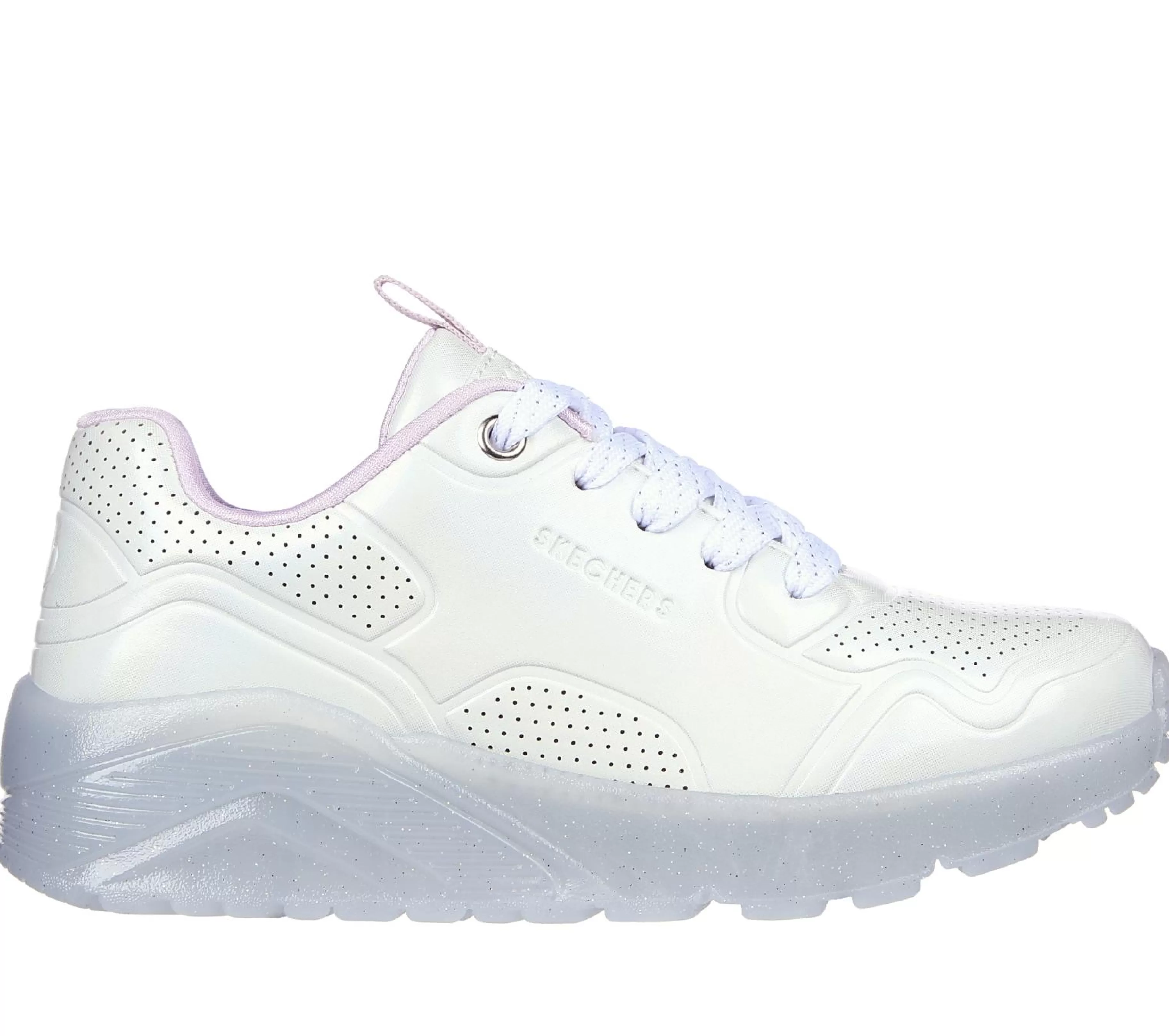 Com Atacadores | Sapatilhas | SKECHERS Uno Ice - Prism Luxe BRANCO / PRATEADO