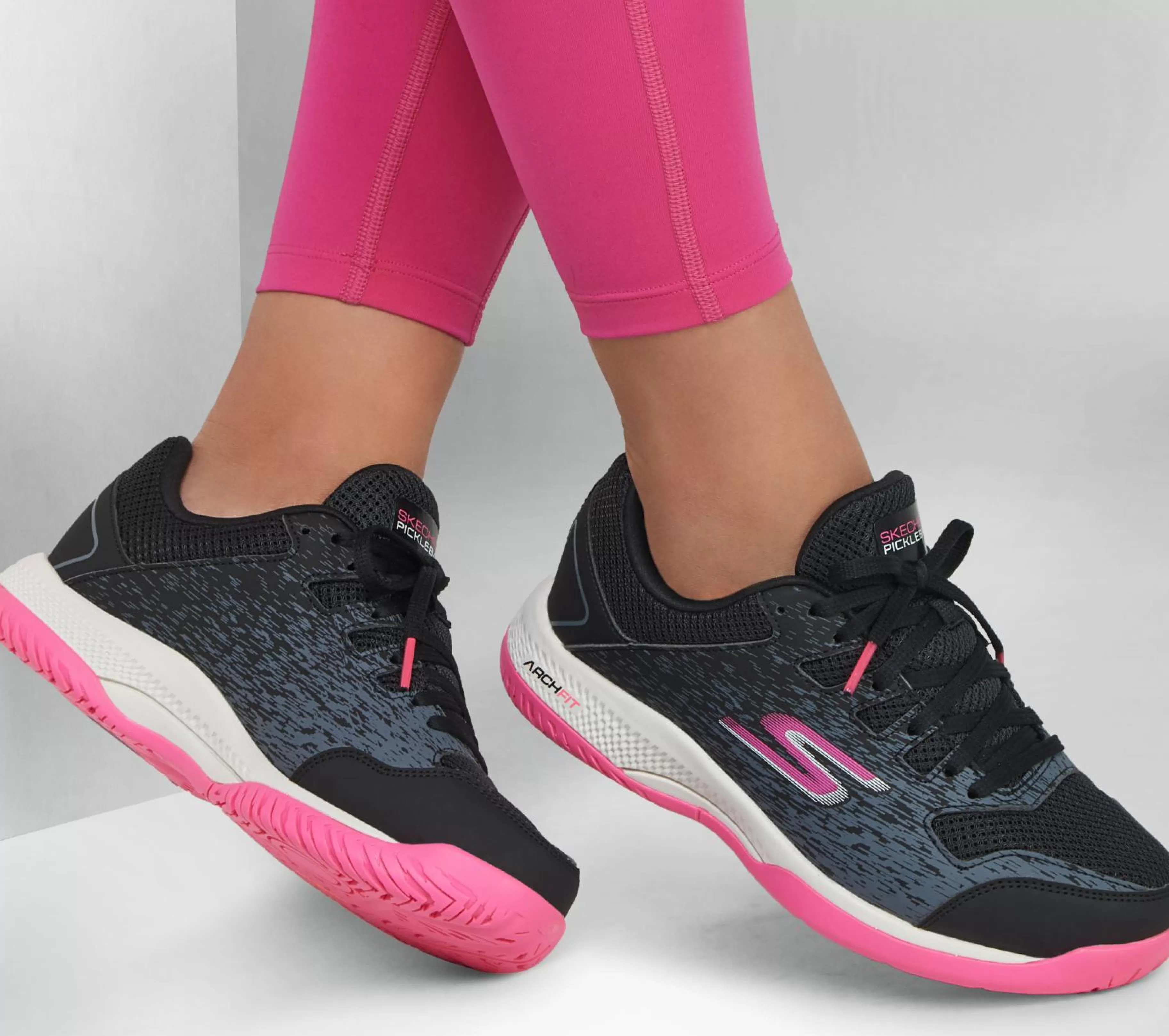 Com Atacadores | Sapatilhas | SKECHERS Viper Court - Pickleball PRETO / ROSA